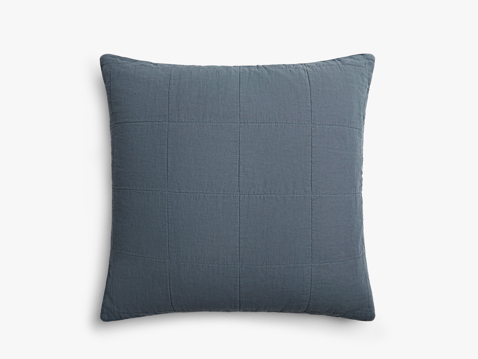 Premium Linen Box Quilted Euro Sham Pillow Cover - Soft & Breathable Bedding Decor (Dusk Blue) for Master Bedroom, Guest Room & Cozy Home Styling
