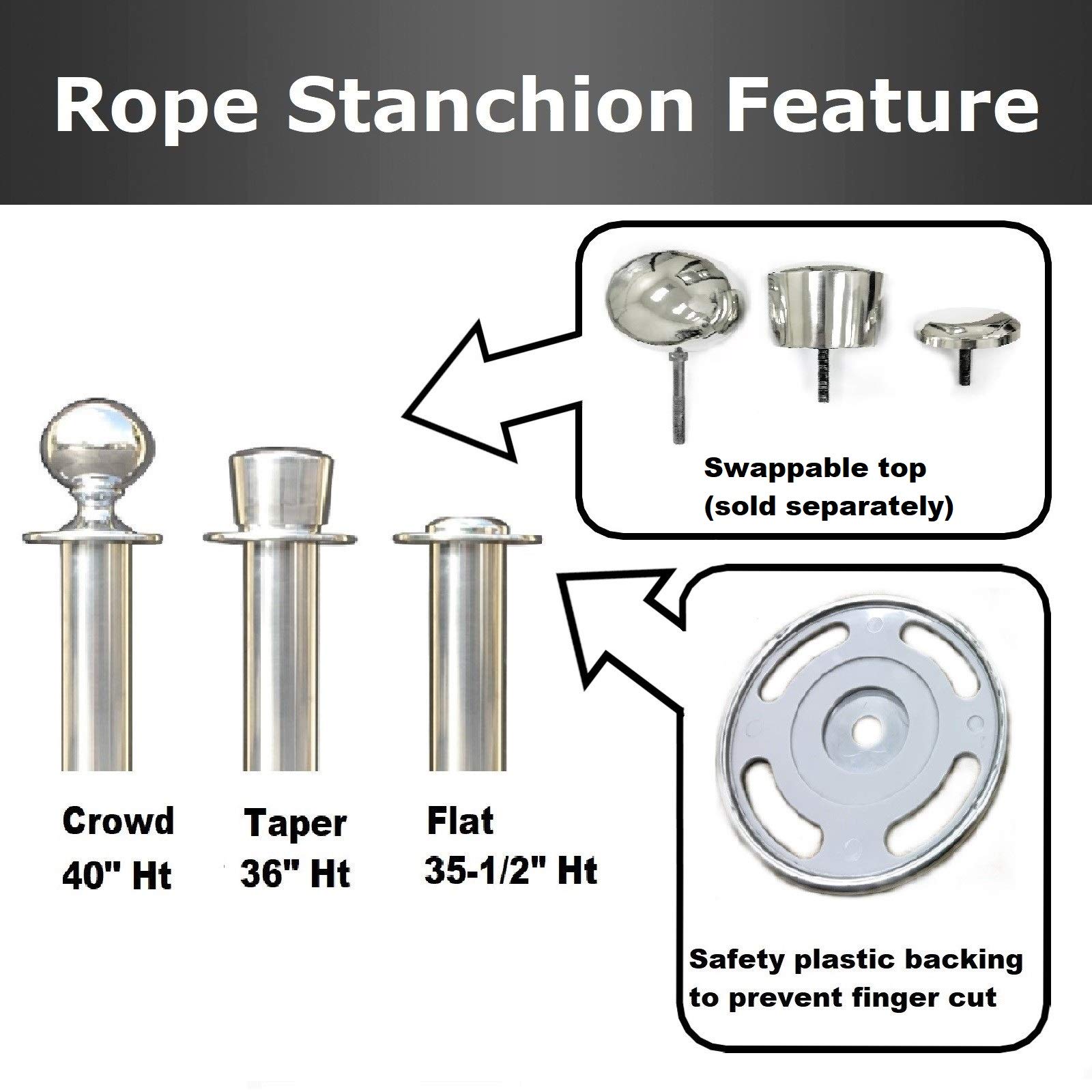 3-Piece Mirror Crown Top Rope Stanchion Set - 96