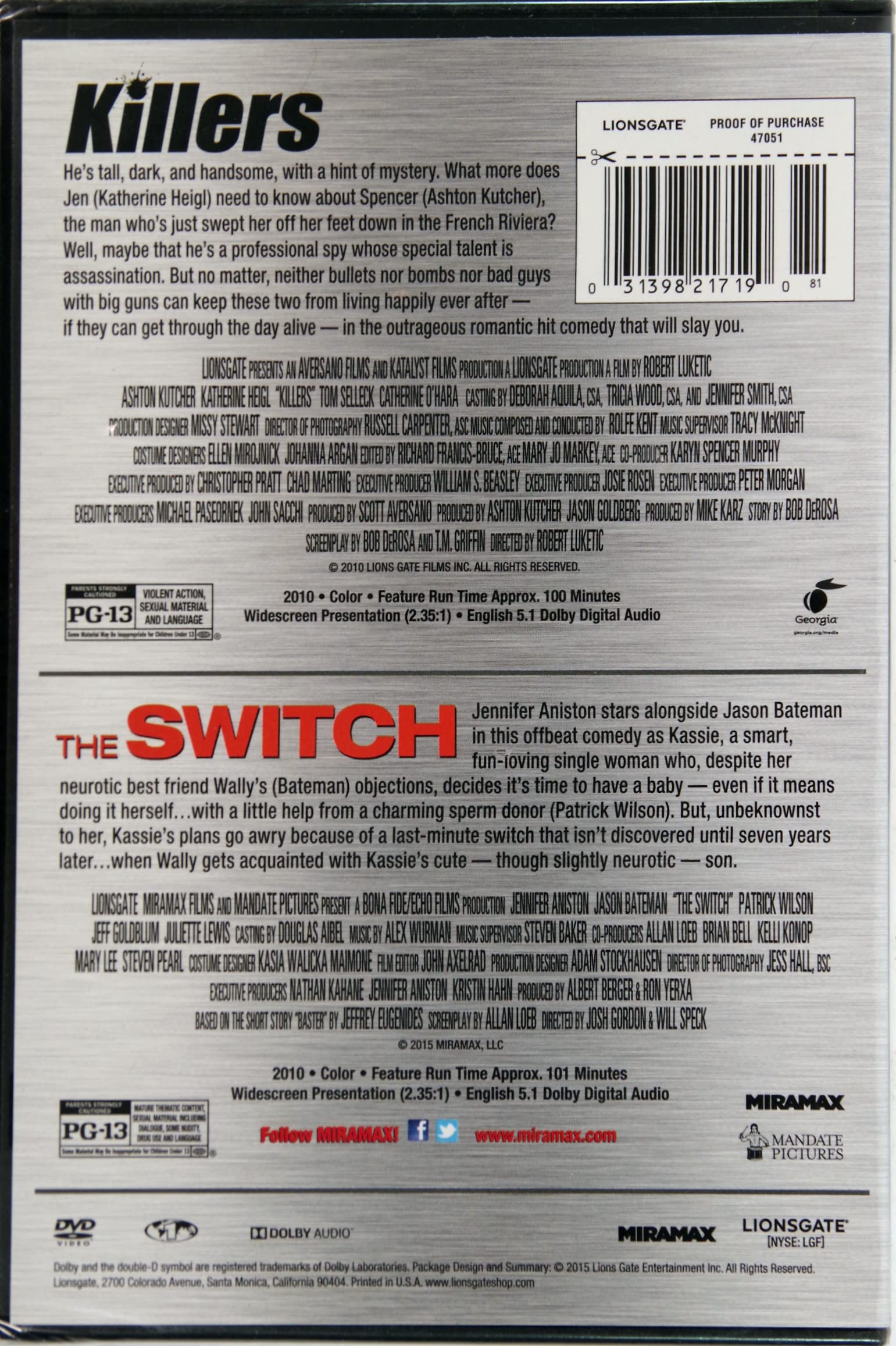Killers / Switch - High-Quality Action Thriller Movie DVD | Perfect for Movie Nights & Home Entertainment