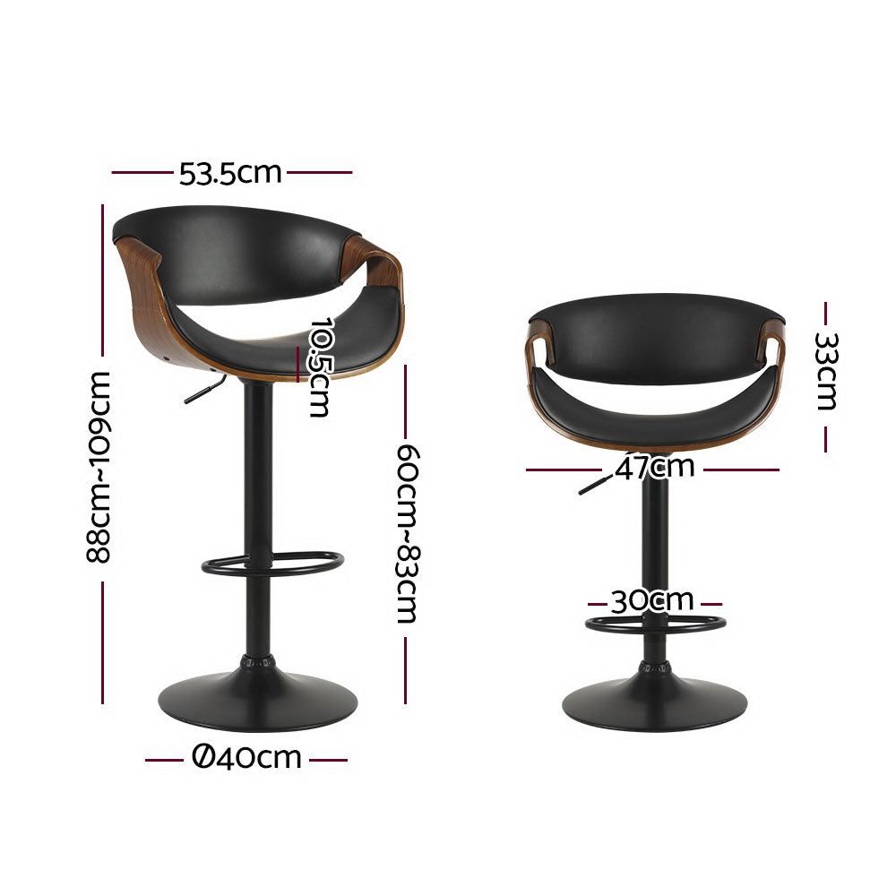 Adjustable Gas Lift Bar Stools with Armrests - PU Leather Counter Height Stools for Kitchen Island, Bar, or Dining Room - Modern & Comfortable Seating for Home & Office