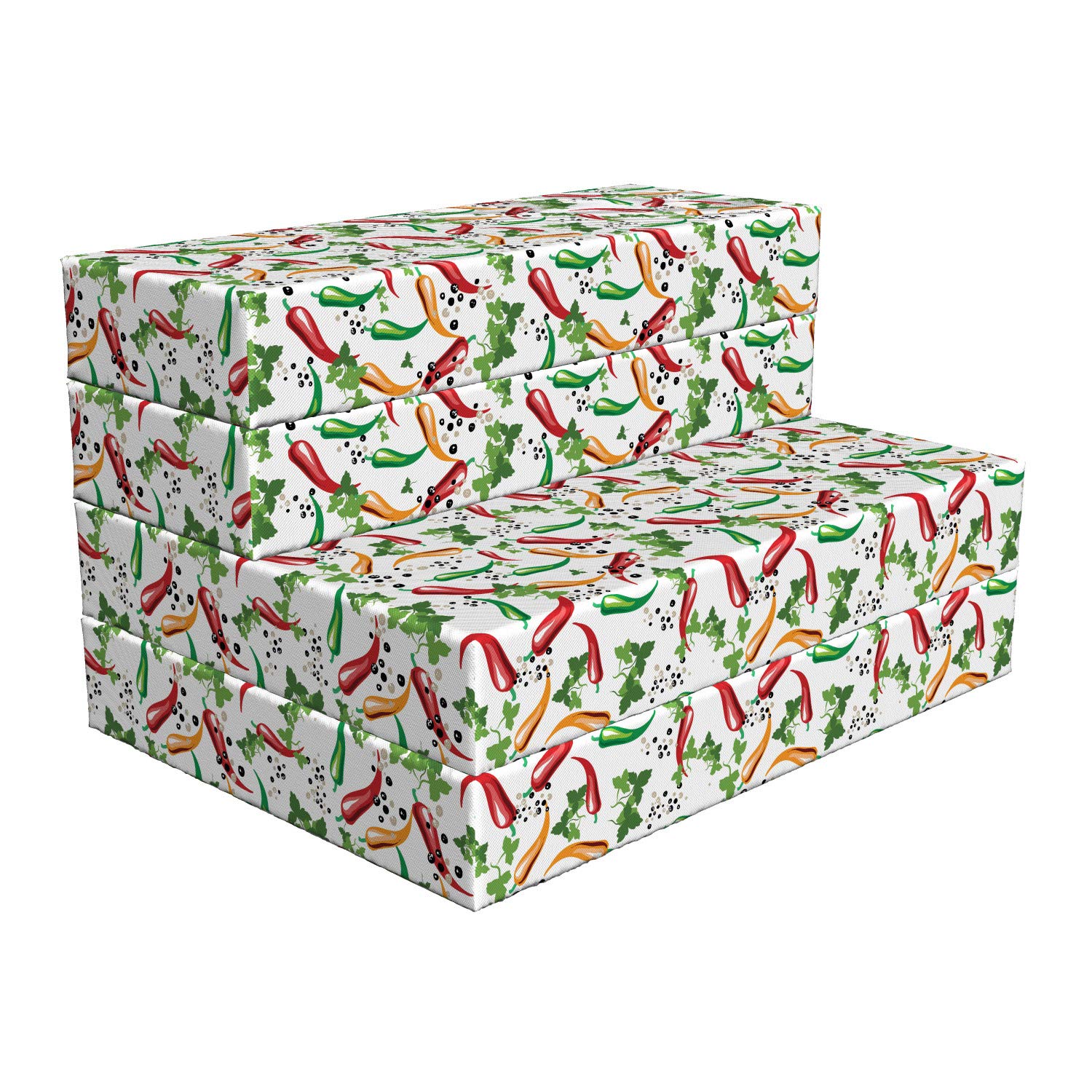 Ambesonne Foldable Food-Themed Mattress - Mexican Colorful Peppers Art Design, 74.8 x 35.4 Inches, Dark Pink Green Orange - Perfect for Guest Beds, Dorm Rooms & Camping