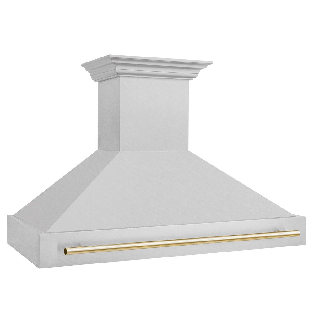 ZLINE Autograph Edition 48 Inch Stainless Steel Wall Mount Range Hood with Accent Handle (8654SNZ 48) - Professional Kitchen Ventilation for Modern Homes