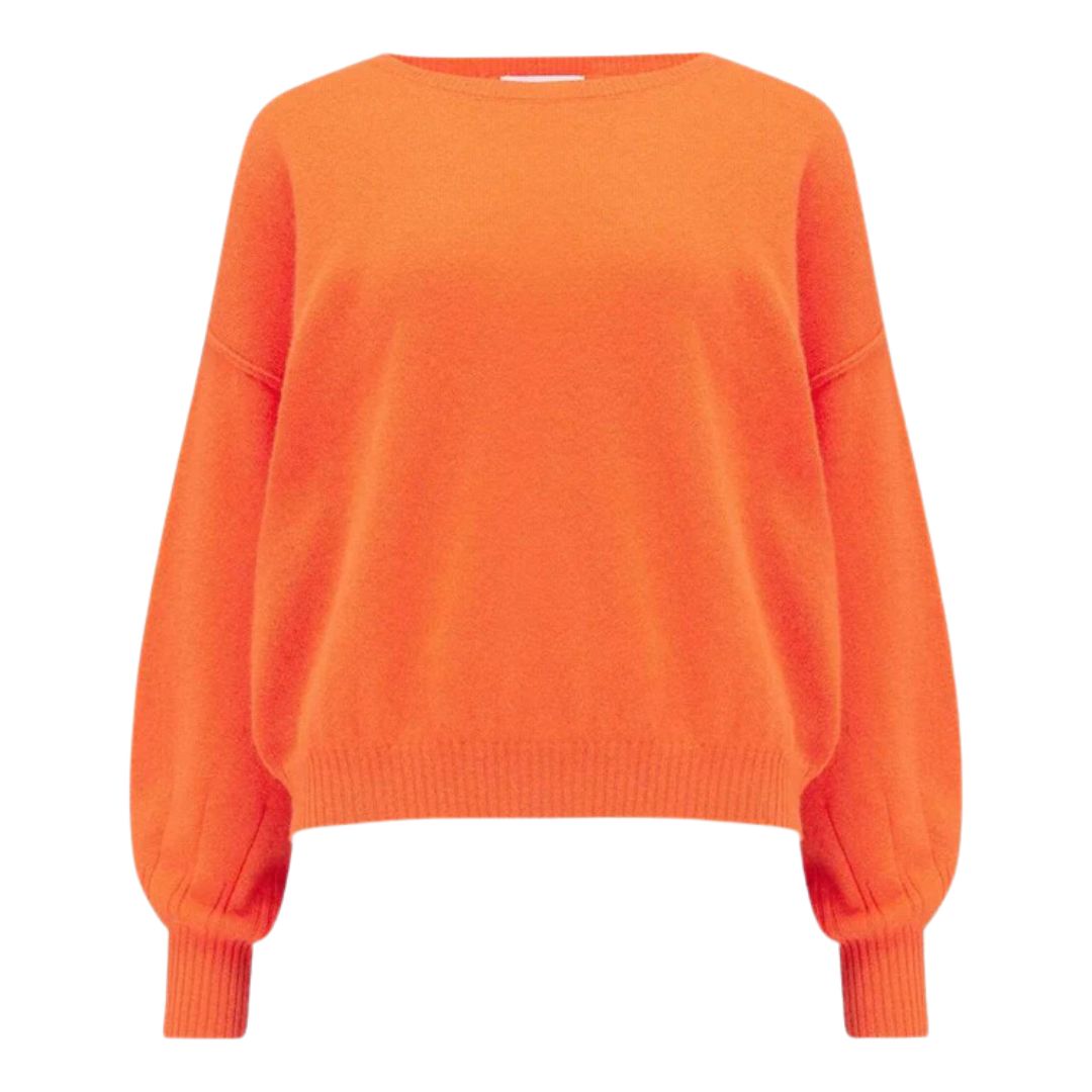 Abby Balloon Sweater - Oversized Knit Pullover in Papaya Orange | Cozy Winter Fashion for Women | Perfect for Casual Outings, Date Nights & Holiday Gatherings