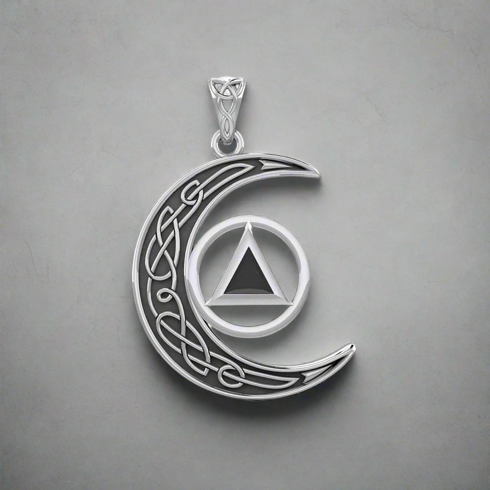 Celtic Crescent Moon Spiritual Key Pendant Necklace - Stainless Steel Protection Amulet for Healing & Recovery (TPD5843) - Perfect for Meditation, Energy Cleansing & Spiritual Gifts