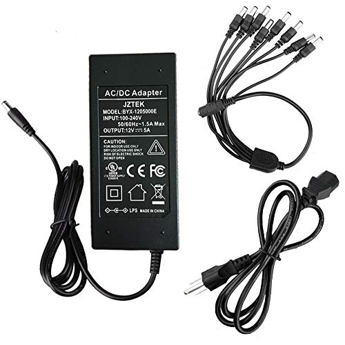 12V 5A Power adapter w/ 1-8 split power cable