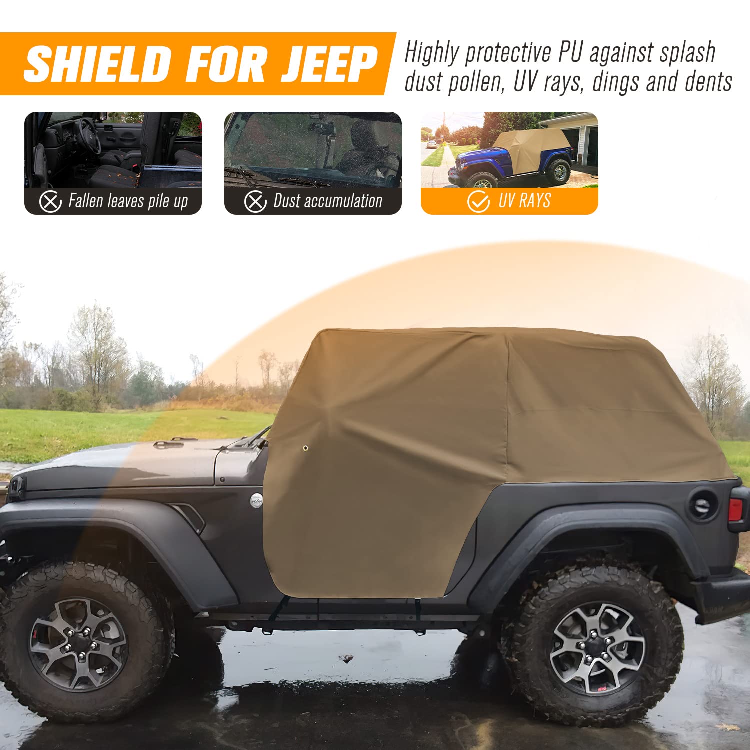 1997-2006 Jeep Wrangler TJ Waterproof PU Leather Cab Cover - Heavy Duty 10.45Lbs All-Weather Protection with UV Resistance | Perfect for Off-Road Adventures & Outdoor Parking