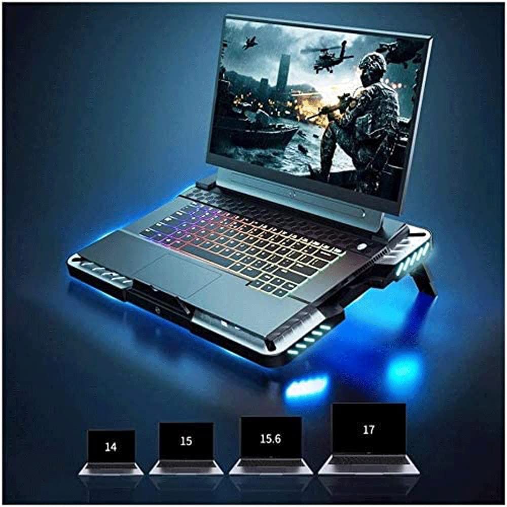 Best Laptop Cooling Pad with LED Lights - USB-Powered Quiet Cooling Fan for Gaming Laptops - Adjustable & Stable Laptop Stand - Perfect for Office Work, Gaming & Home Use