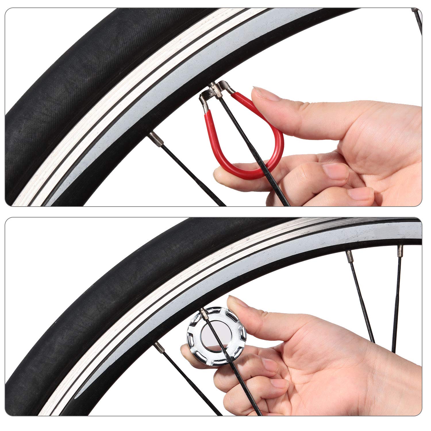 5-Piece Bicycle Spoke Wrench Set with Tire Lever - Bike Rim Correction Tool Kit for Cycling Repair | Compact Pocket Tools for Road & Mountain Bikes | Essential for Bike Maintenance & Wheel Truing