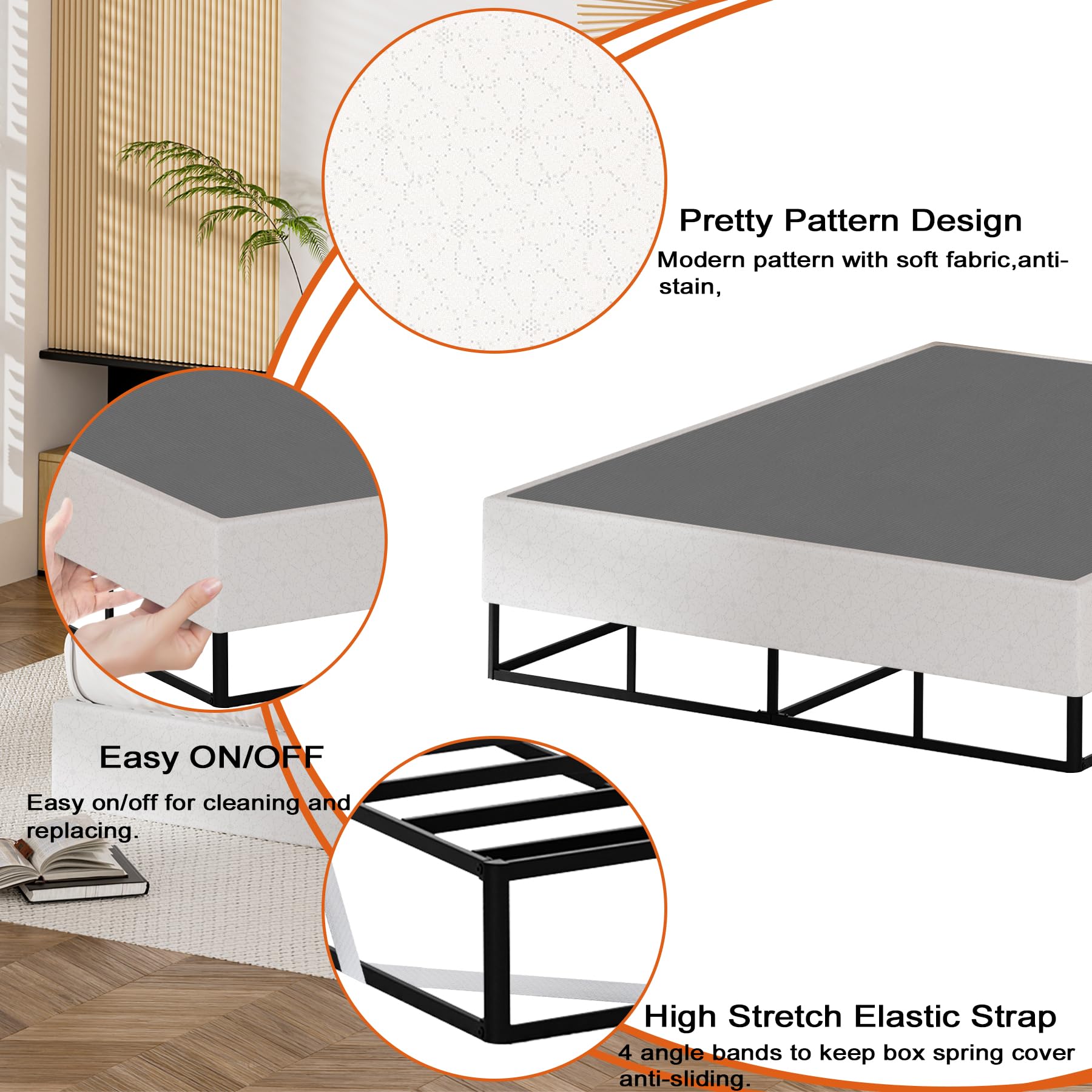 5 Inch Low Profile Twin Box Spring with Cover - Metal Bed Base for Twin Bed Frames | Extra Thick, Non-Slip & Easy Clean | Perfect for Small Spaces, Dorms & Guest Rooms