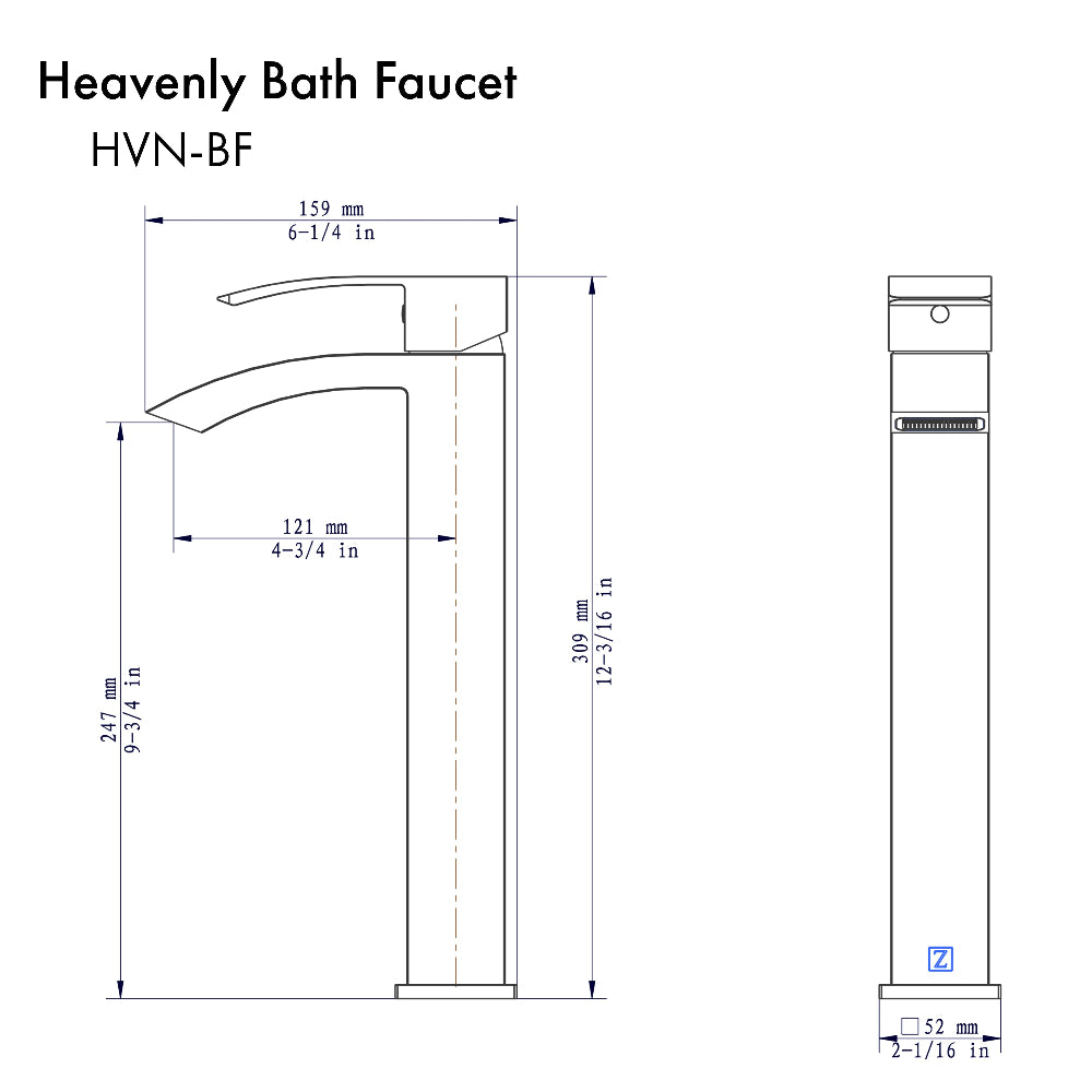 ZLINE Heavenly Single Handle Vessel Sink Bathroom Faucet in Chrome - Modern Waterfall Spout Design for Bathroom Vanity, Sink, and Washbasin | Perfect for Home, Hotel, and Luxury Spa Renovations