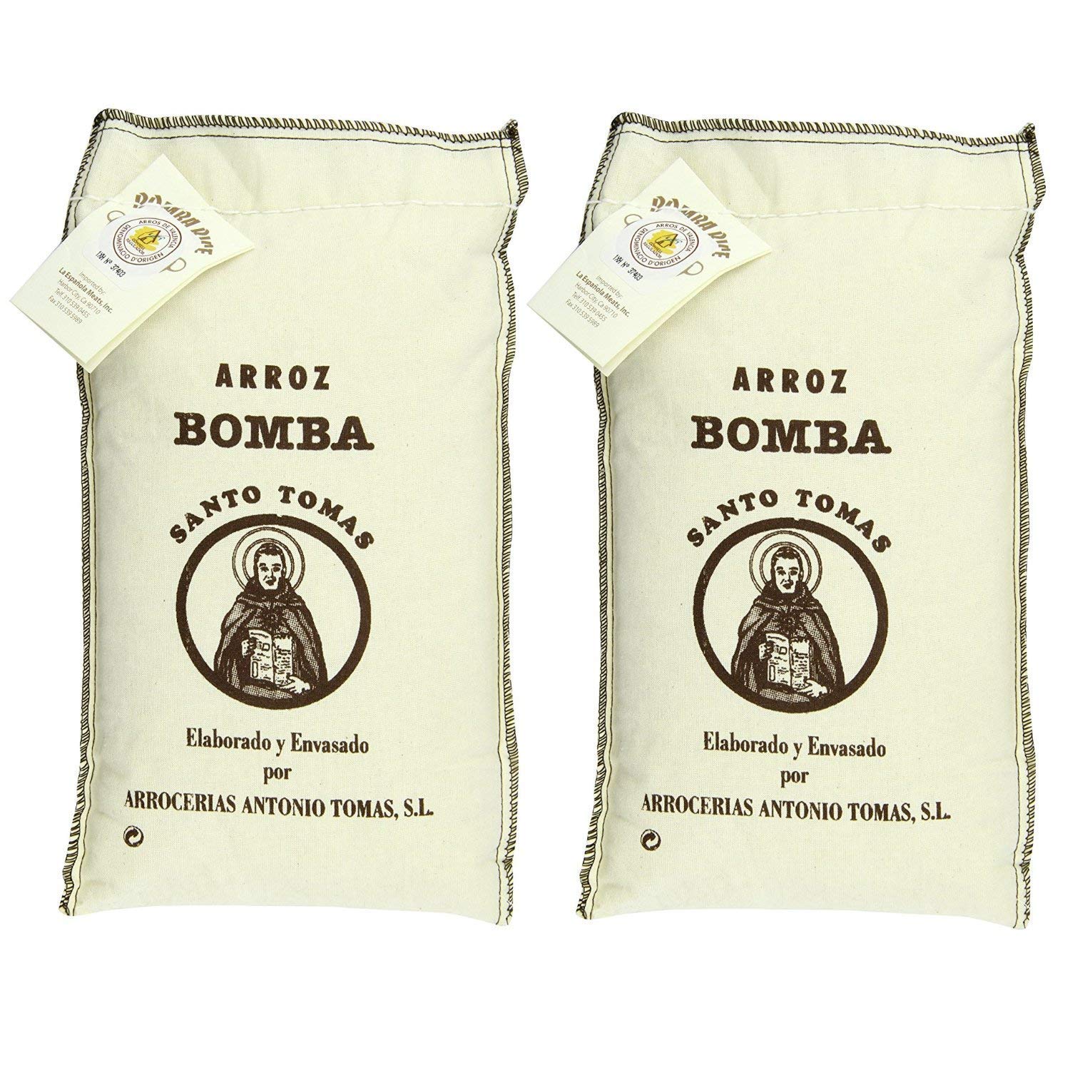 Premium Santo Tomas Bomba Rice - 2.2 Pound (Pack of 2) - Authentic Spanish Paella Rice - Perfect for Paella, Risotto & Rice Dishes - Non-GMO, Gluten-Free