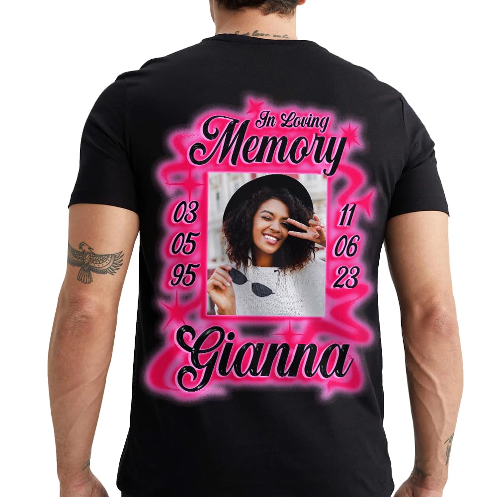 Custom In Loving Memory T-Shirts for Memorial Day - Heaven’s Stairway Memorial Shirt, RIP T-Shirt for Grieving & Remembrance - Perfect for Funerals, Memorial Services & Honoring Loved Ones