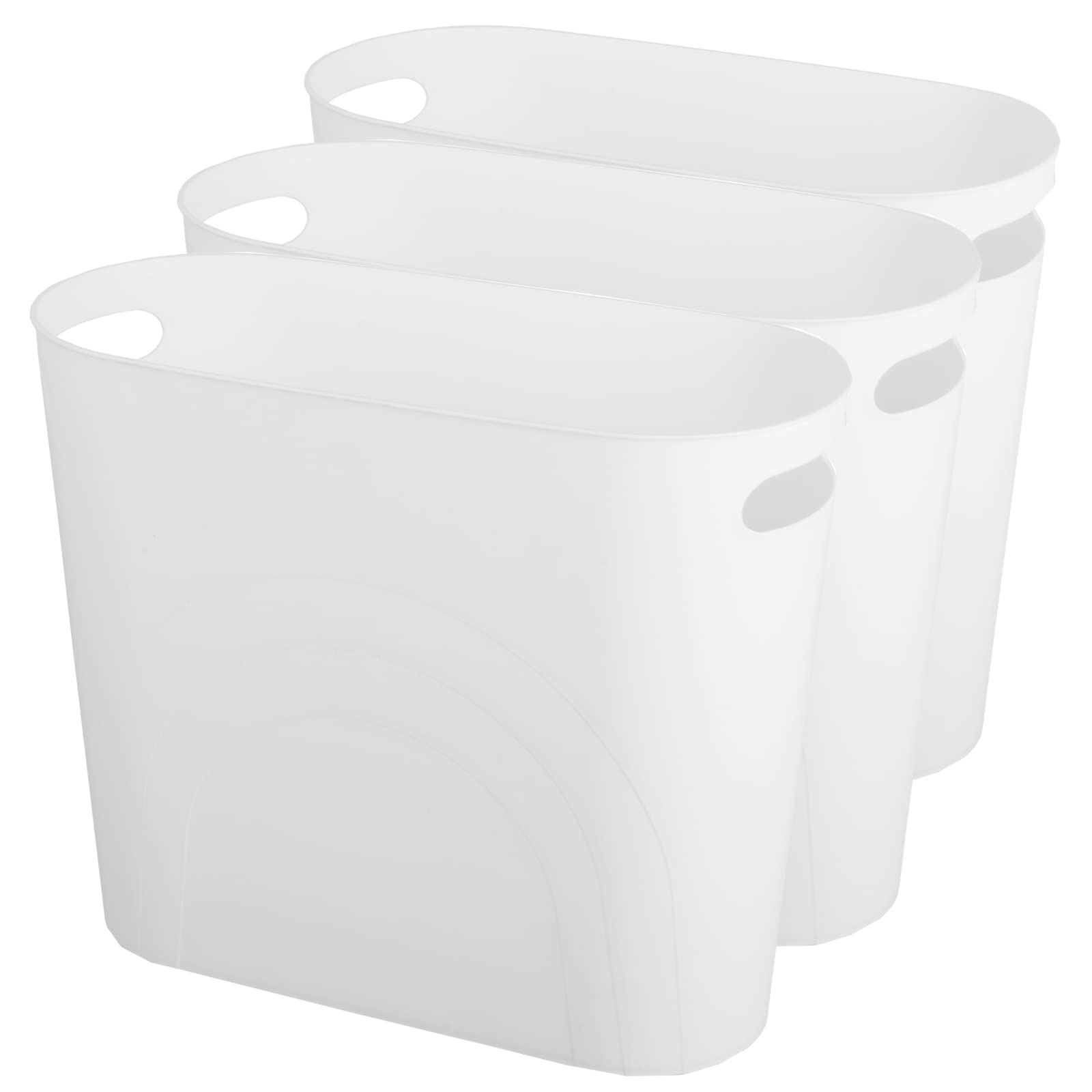 Zoocatia 3 Gallon Small Trash Can with Handles - Plastic Waste Basket for Bathroom, Bedroom, Office, Laundry & Dorm Room - 3 Pack White - Perfect for Home, Office & College Dorm Organization