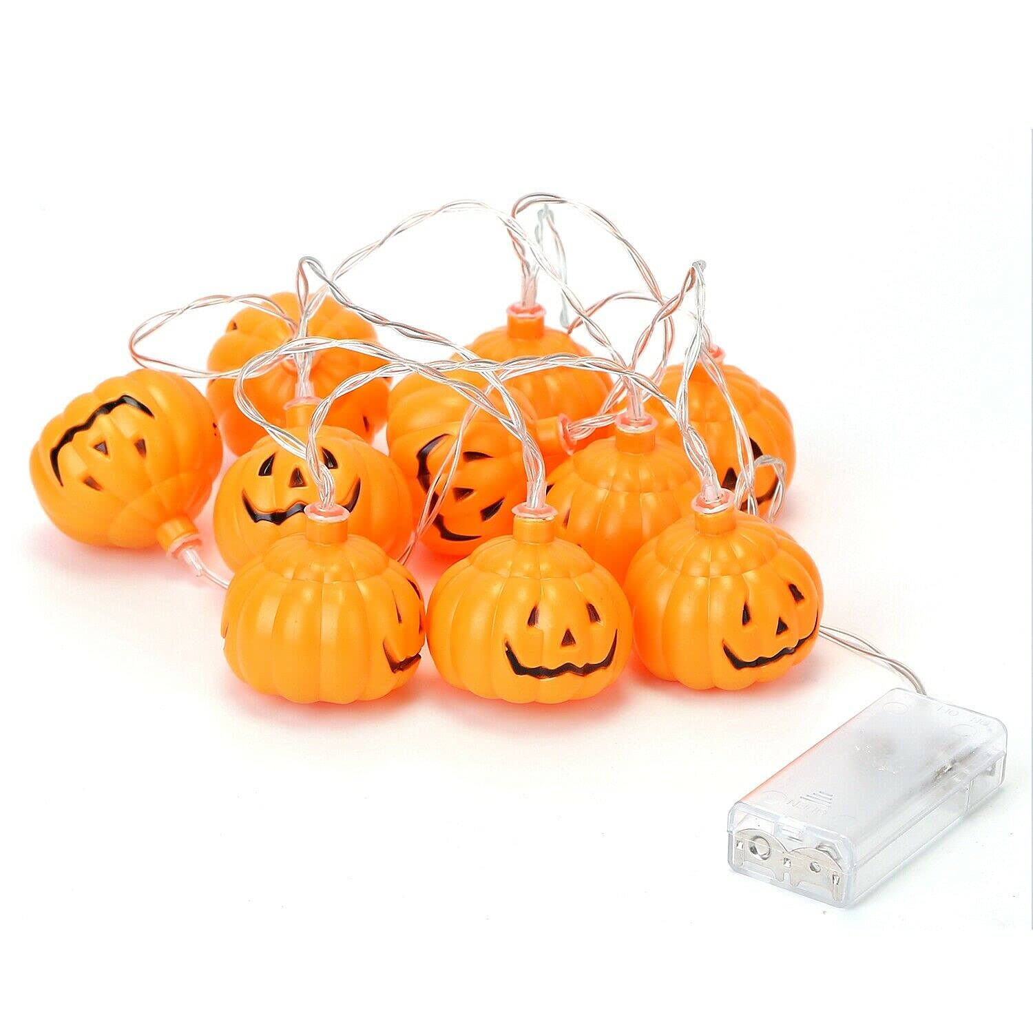 10 LED Pumpkin String Lights - Halloween Party Decorations, Christmas Lantern Lamp, 1.5m Warm White LED Lights for Home, Garden & Festival Decor (Perfect for Halloween, Christmas & Outdoor Parties)