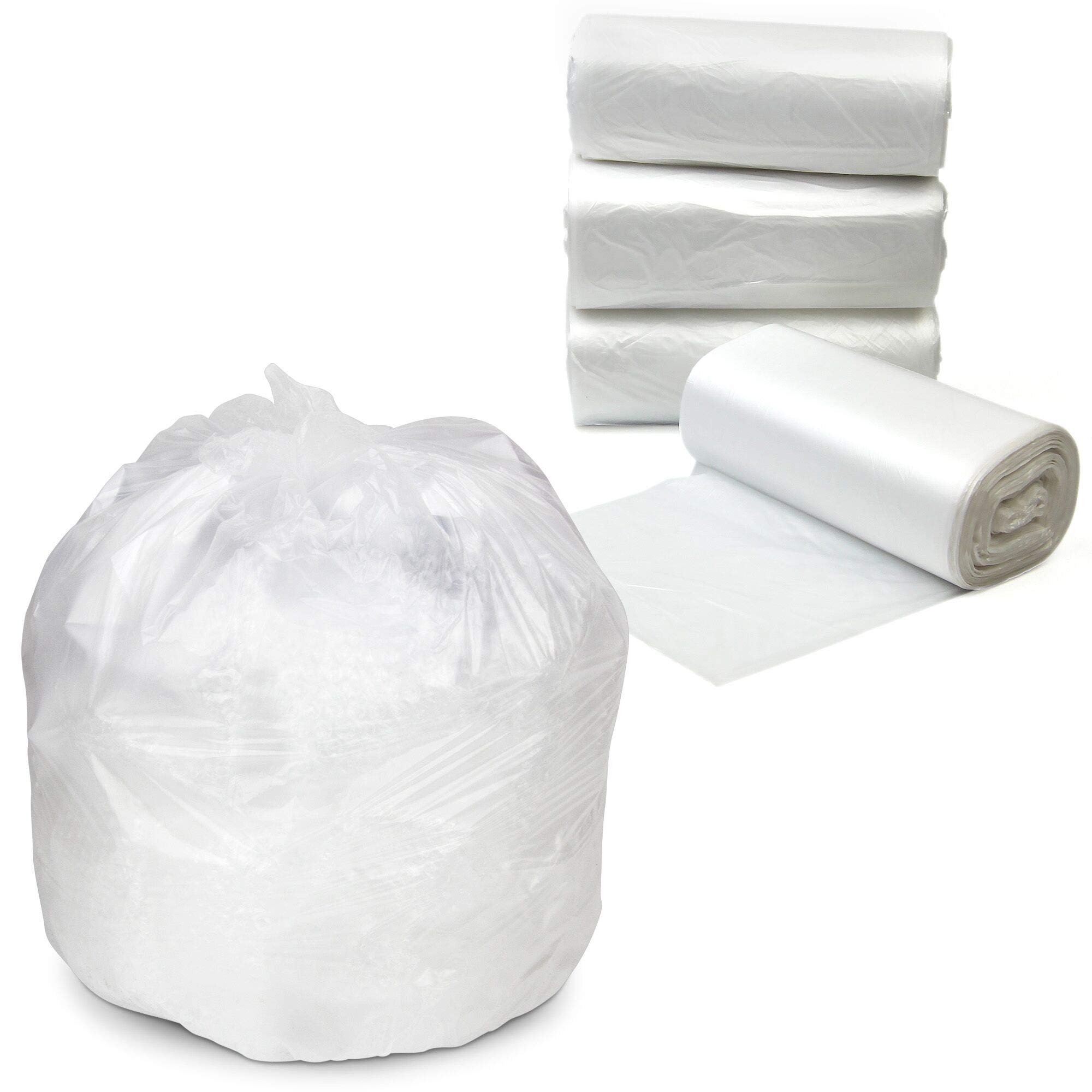 [200 Pack] 15 Gallon Trash Can Bags | Small Clear Garbage Bin Liners | High Density Leak-Proof Waste Basket Bags | Fits Bathroom, Bedroom, Office & Restroom Trash Cans | Perfect for Home, Kitchen, Dorm & Commercial Use