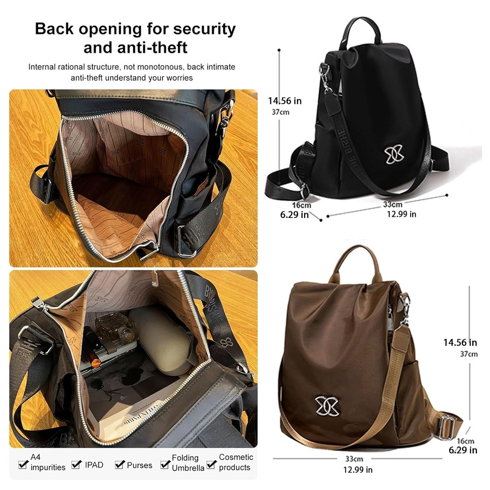 Anti-Theft Large Backpack for Women - Durable Oxford Travel Bag for Commuting & Hiking