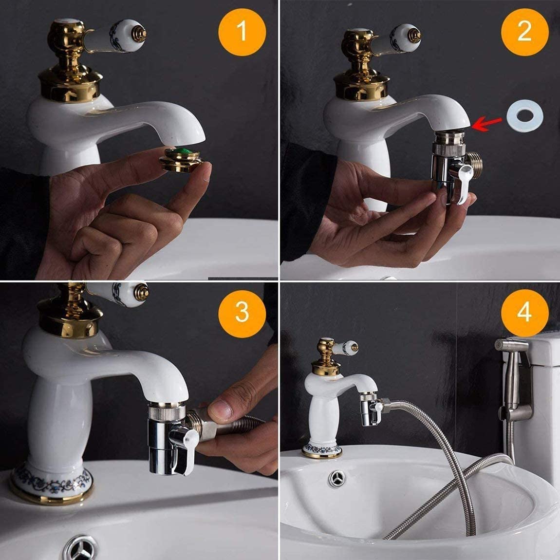 High-Quality Sink Valve Diverter Faucet Splitter - M22 x M24 Polished Chrome Replacement for Kitchen & Bathroom Sinks | Perfect for Hose Adapter Connection | Ideal for Water Conservation, Gardening, and Multi-Tap Applications