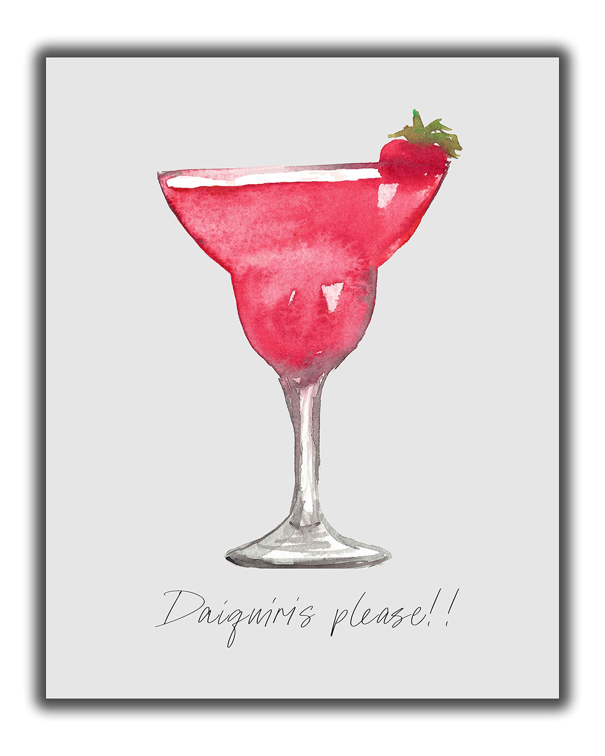 Daiquiri Cocktail Bar Wall Art Print - 8x10 UNFRAMED Home Decor for Kitchen, Wet Bar, Martini & Wine Bar - Perfect Housewarming Gift & Tiki Bar Decoration - 'Daiquiris Please!' - Ideal for Entertaining Guests & Creating Tropical Vibes