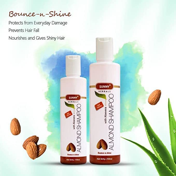 Organic Almond & Aloe Vera Shampoo for Hair Growth - Strengthens Hair Follicles, Reduces Hair Fall, Adds Shine & Volume - Sulfate-Free Formula for Dry/Damaged Hair - Perfect for Daily Use at Home & Salon