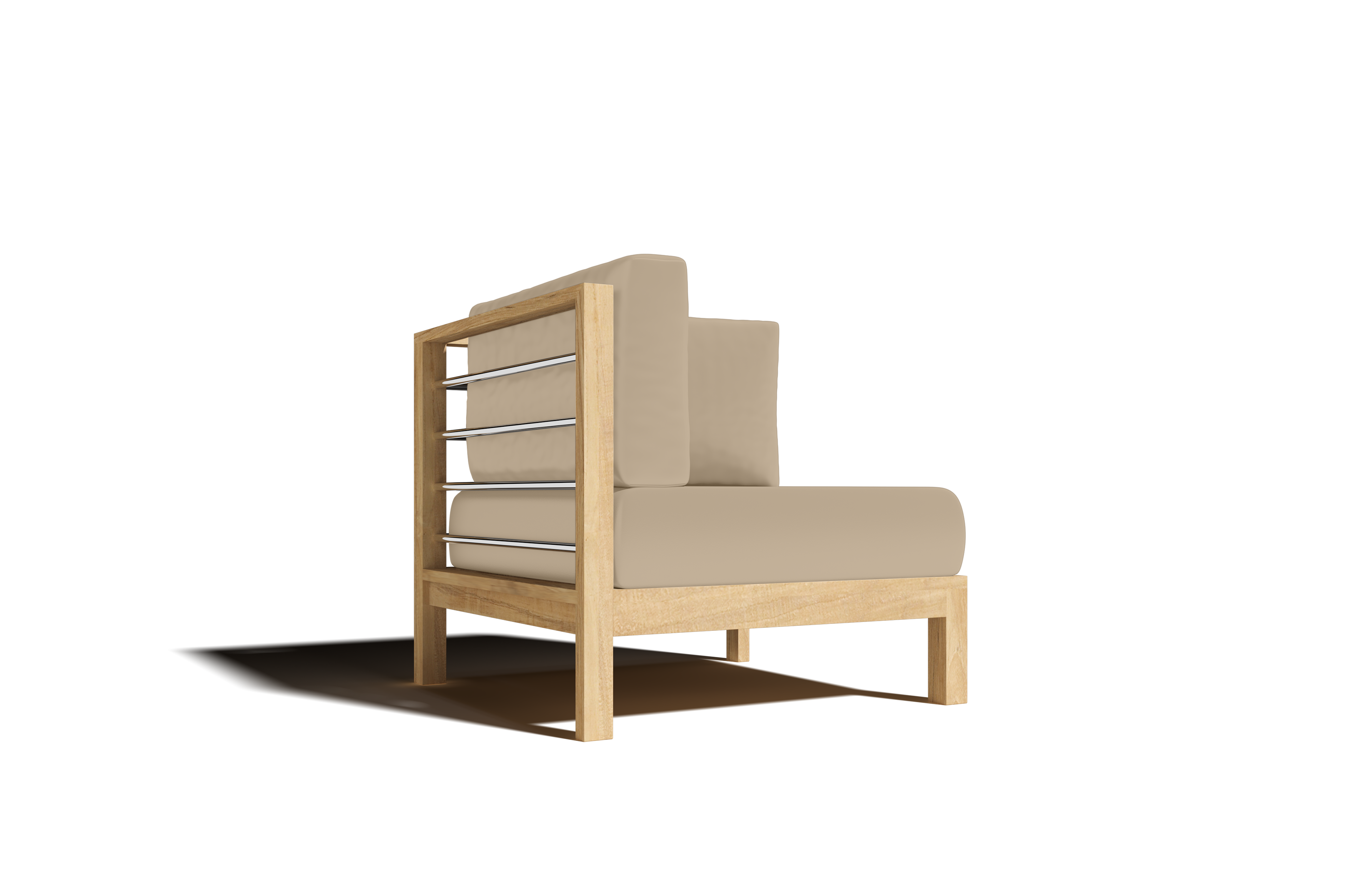 Leon Teak Outdoor Sectional Corner Sofa with Sunbrella Fawn Cushion - Waterproof & Durable Patio Furniture for Garden, Poolside & Backyard Relaxation