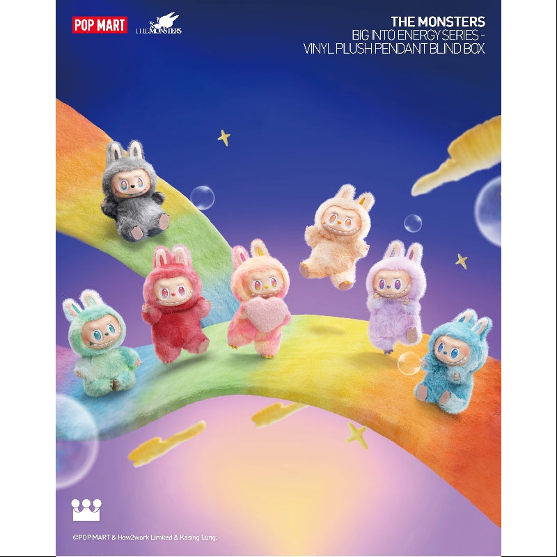 Labubu The Monsters Big into Energy Series Vinyl Plush Pendant Full Set - Brand New Collectible Toy with Plastic Case - Perfect for Anime Fans, Gift Giving & Home Decoration