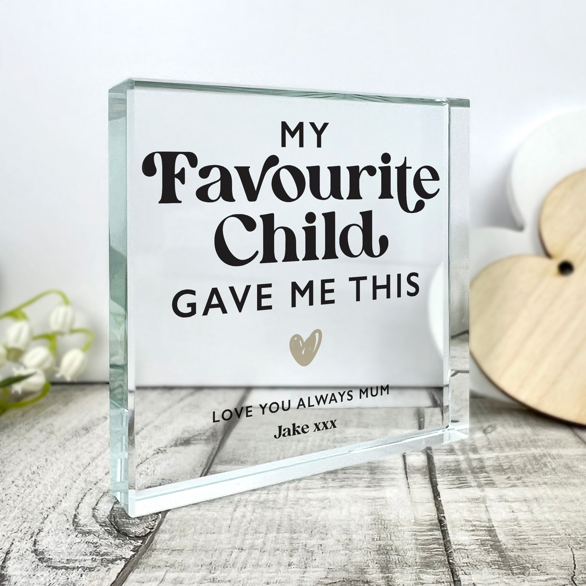 Personalized Crystal Token Gift from My Favorite Child - Engraved Keepsake for Parents, Grandparents & Loved Ones - Perfect for Birthdays, Anniversaries & Special Occasions