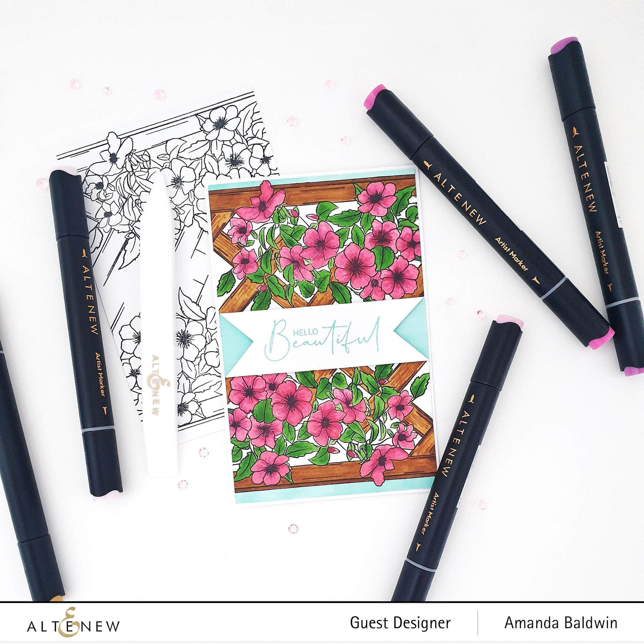 Clematis Outline Stamp Set for Painting Flowers - DIY Floral Art, Card Making & Scrapbooking Supplies