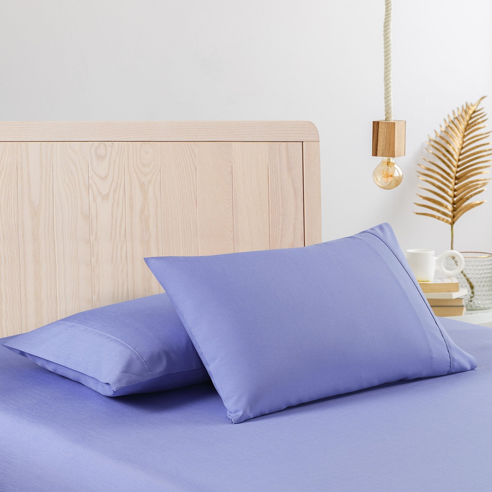 2000 Thread Count Bamboo Cooling Sheet Set - Ultra Soft & Breathable King Size Bed Sheets in Mid Blue | Perfect for Hot Sleepers & Summer Nights