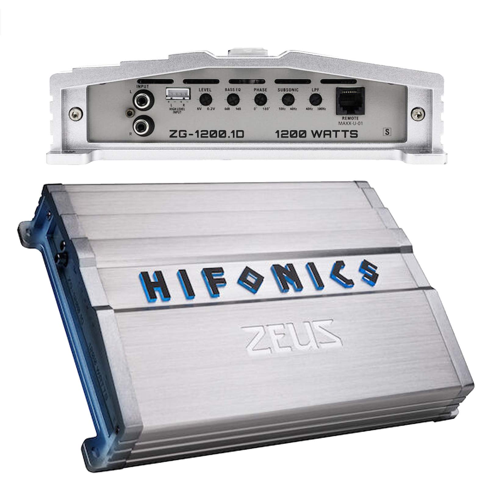 Hifonics ZG-1200.1D 1200W Zeus Gamma Mono Car Subwoofer Amplifier with Phone Holder - High Power Bass Boost for Car Audio System | Perfect for Road Trips & Music Lovers