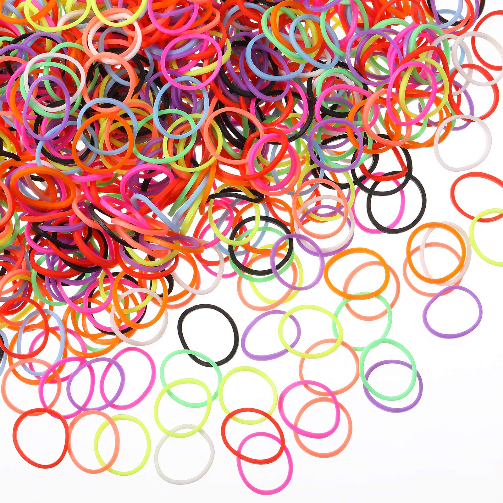 1000 Mini Soft Elastic Rubber Bands for Hair Braiding - Vibrant Color Hair Ties for Kids, Adults & DIY Crafts - Perfect for Ponytails, Braids & Hairstyling