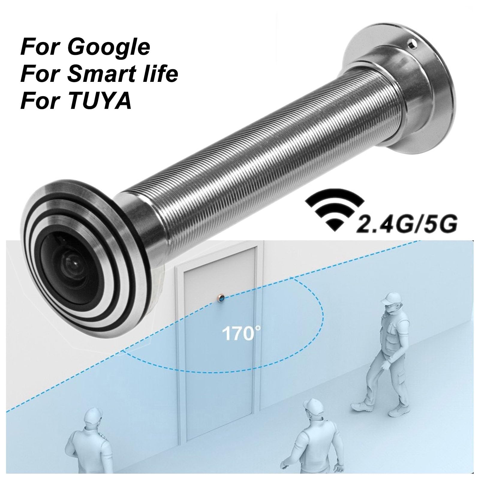 Smart Door Peephole Camera with Motion Detection & 5G Dual Band WiFi - Wireless Security Camera with APP Control for Apartment, Home & Office (Monitor Visitors & Enhance Safety)