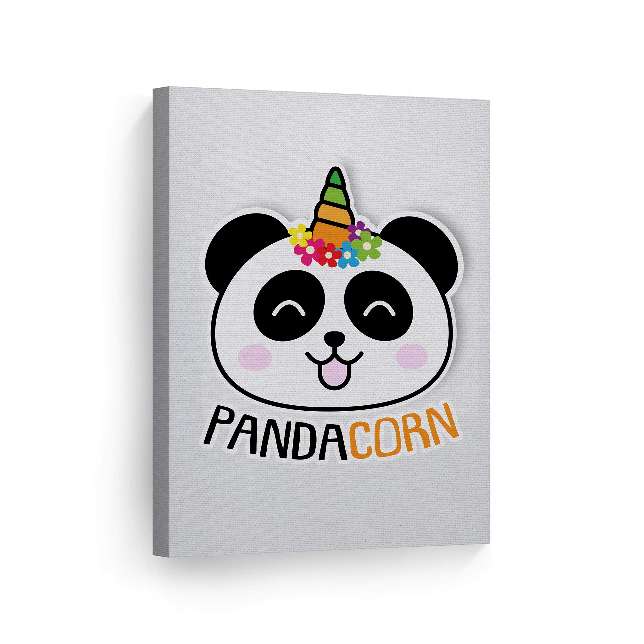 Cute Pandacorn Unicorn Canvas Print - Smile Art Design Wall Decor for Kids Room, Nursery & Baby Room - Made in USA (40x30 Inches, Rolled Up) - Perfect Gift for Unicorn Lovers & Home Decoration