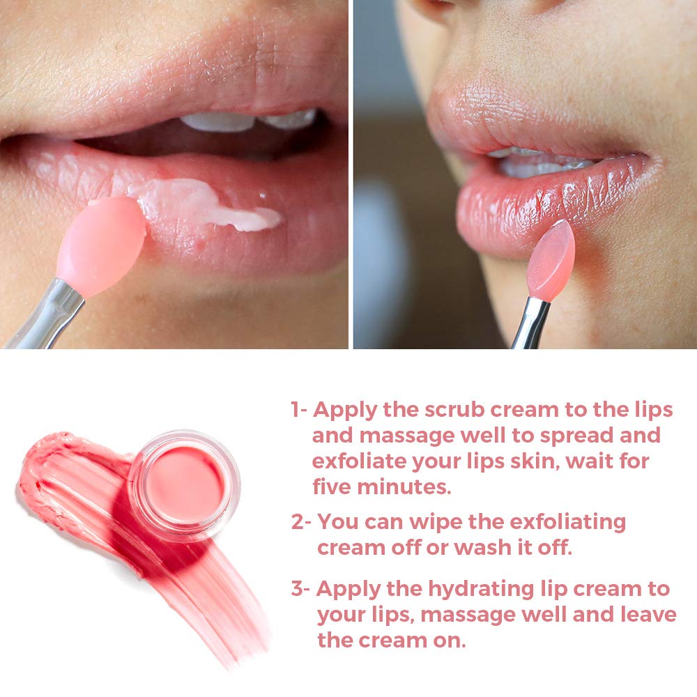 Collagen Peptide Lip Sleep Mask & Peach Lip Scrub - Overnight Moisturizing Treatment for Dry, Chapped, Peeling & Cracked Lips | Hydrating Lip Balm for Deep Repair | Perfect for Nighttime Lip Care & Winter Lip Protection (Peach Scent)