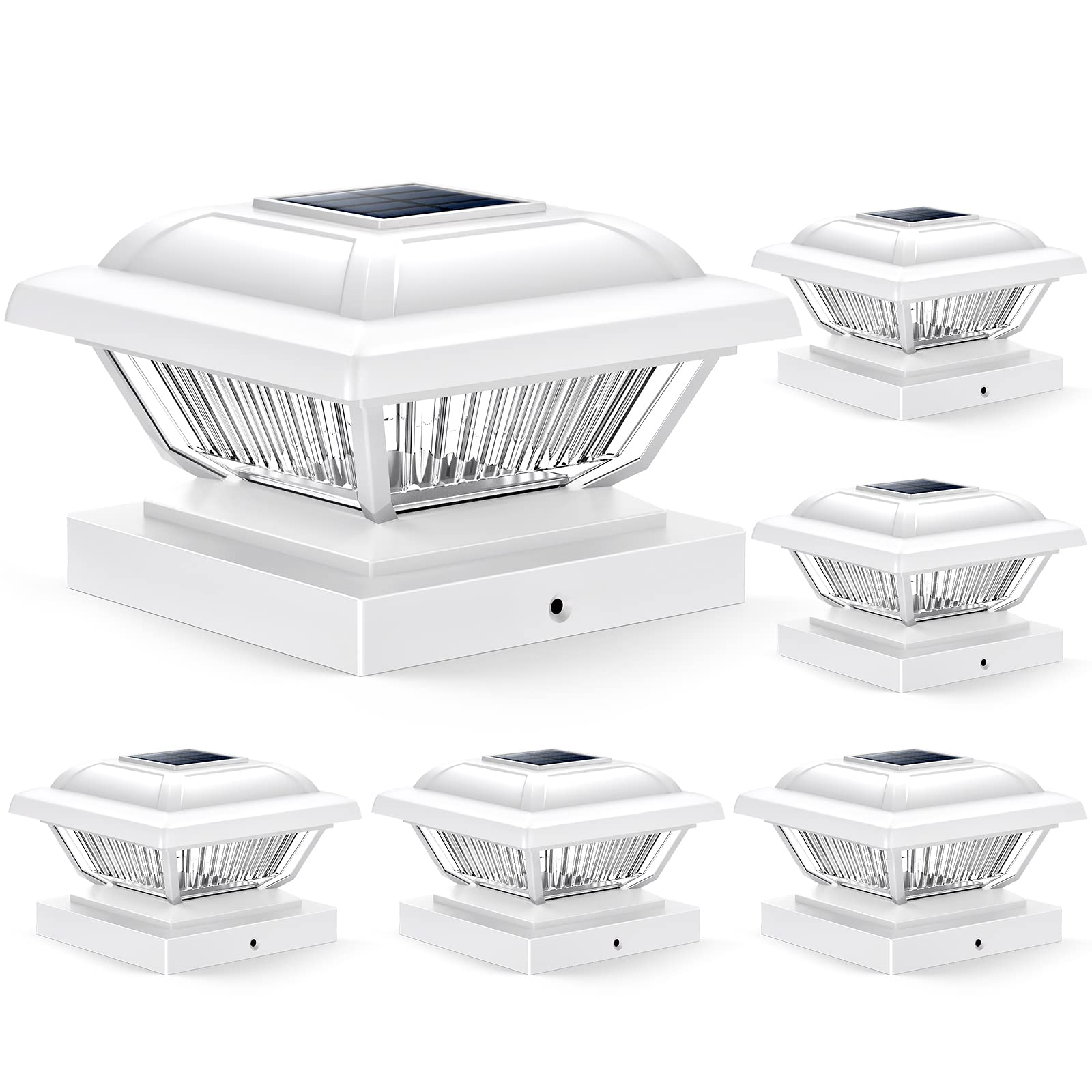 LETMY Solar Post Cap Lights Outdoor, 6 Pack Solar Powered Fence Post Lights - Waterproof High Brightness for 4x4, 4.5x4.5, 5x5 Wooden Posts - Perfect for Fence, Deck, Patio, Garden & Pathway Lighting at Night