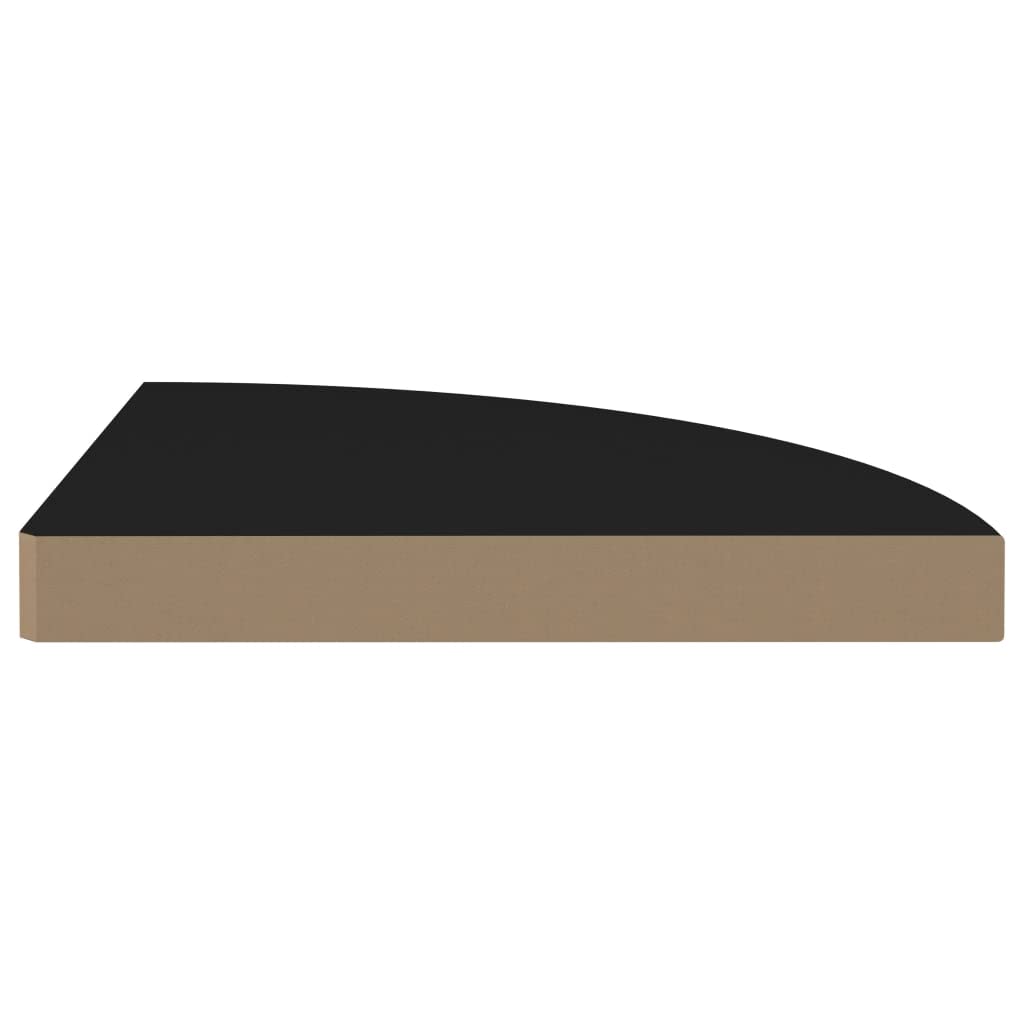 CHARMMA Floating Corner Shelves Set of 2 - Black 13.8x13.8x1.5 Inch MDF Wall Mounted Shelves (2.8KG) - Perfect for Bathroom, Kitchen, Living Room & Bedroom Storage & Decor