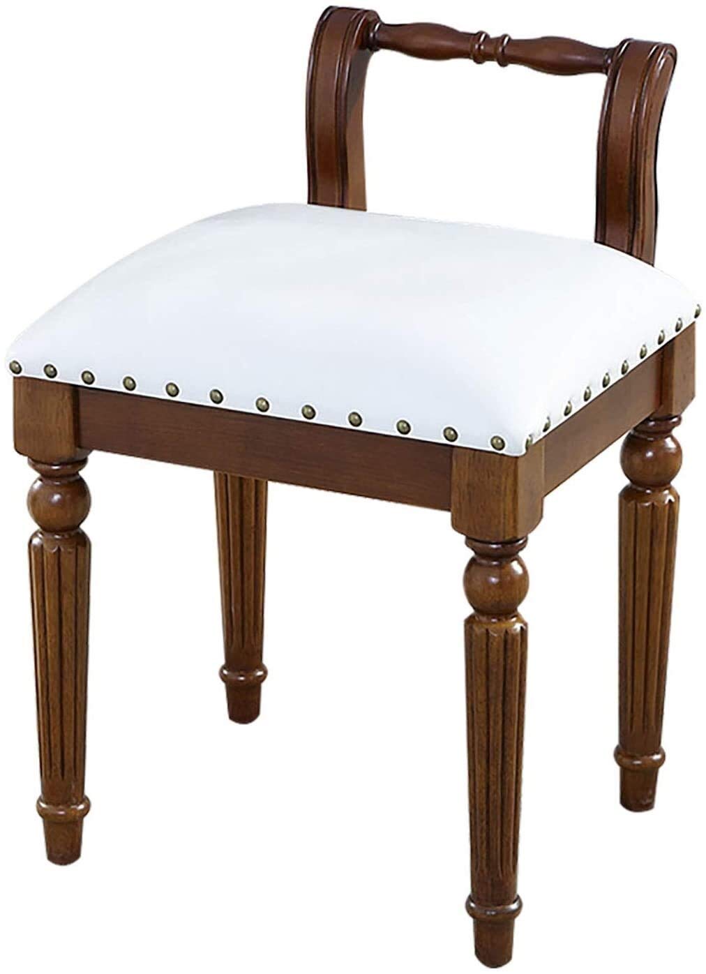 LIRONGXILY Vanity Stool with Wooden Legs - Low Back Makeup Chair for Dressing Table, Ergonomic Bedroom Stool for Women, Perfect for Makeup Application & Bedroom Decor