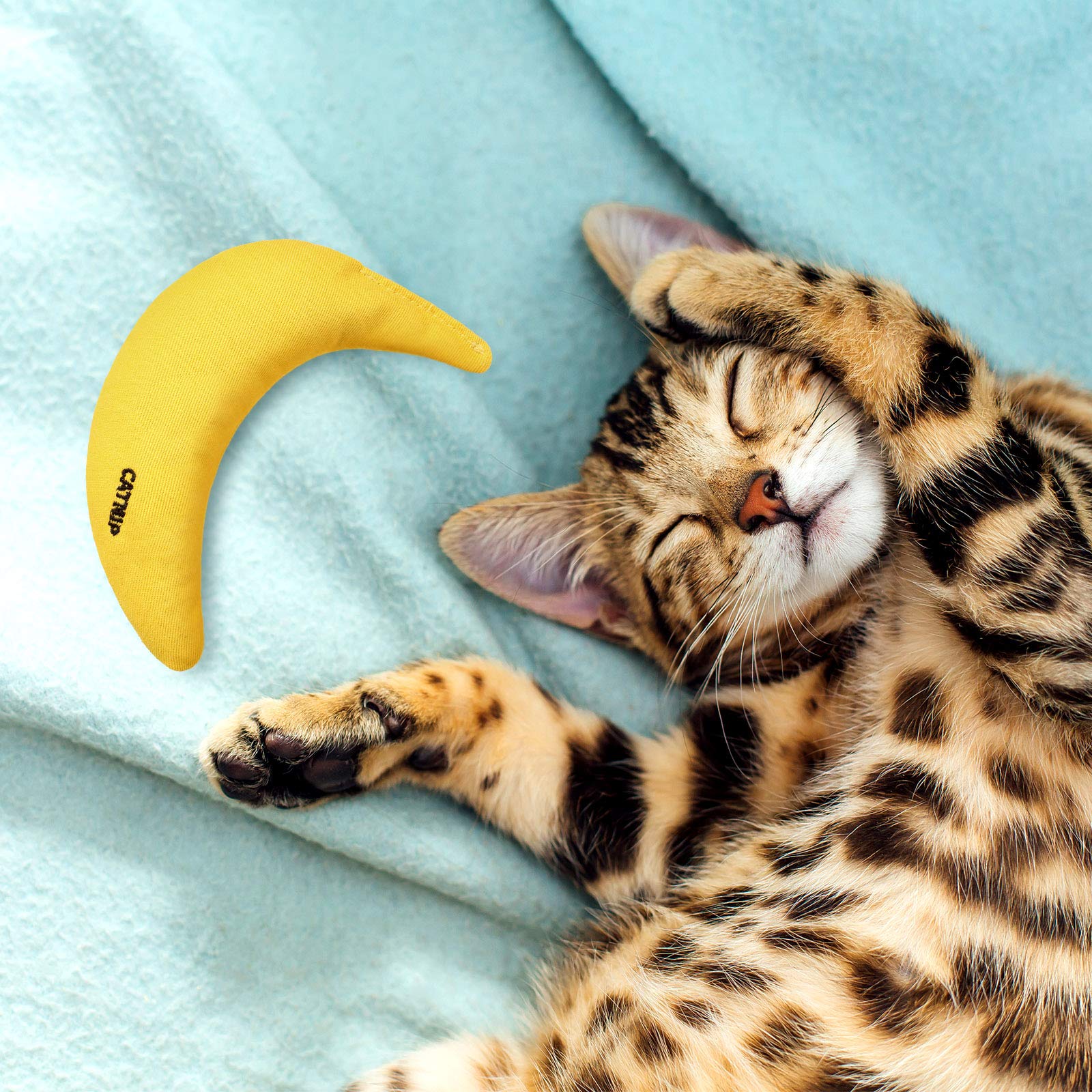 Sotiff 4-Pack Catnip Toys: Yellow Banana Chew & Interactive Catnip Filled Toys for Kittens & Indoor Cats - Perfect for Chewing, Biting, Grinding, and Clawing - Ideal for Playtime and Stress Relief