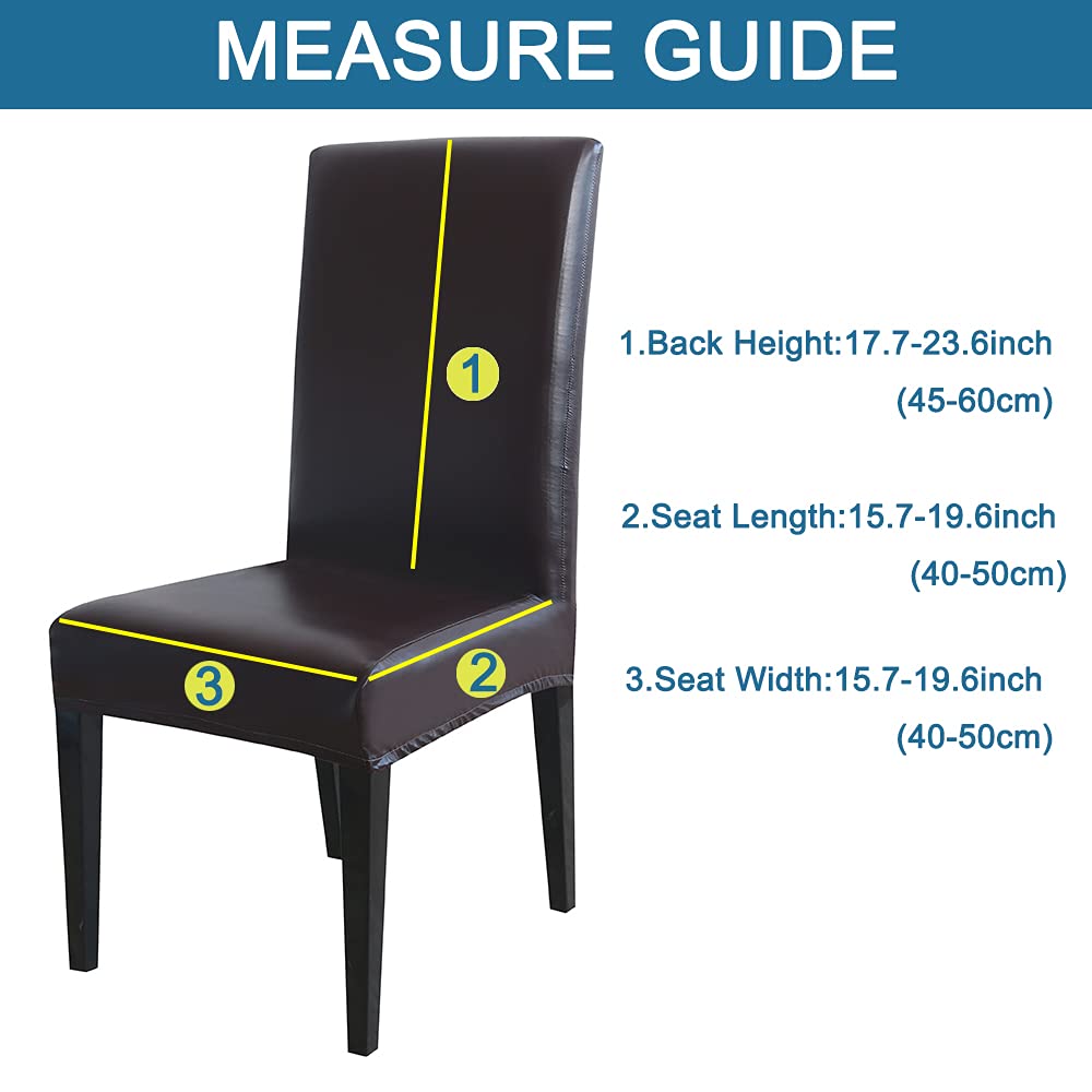 LYGOOH 4-Pack Black PU Leather Dining Chair Covers - Waterproof, Oilproof, Stretchable Slipcovers for Kitchen, Living Room & Office Chairs - Easy to Clean & Decorative Seat Protectors