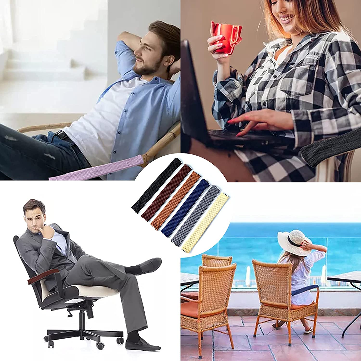 Soft Zippered Armrest Covers for Office Chairs - 1 Pair Black Computer Chair Arm Pads with Non-Slip Design | Ergonomic Support for Desk Work, Gaming & Home Office Use