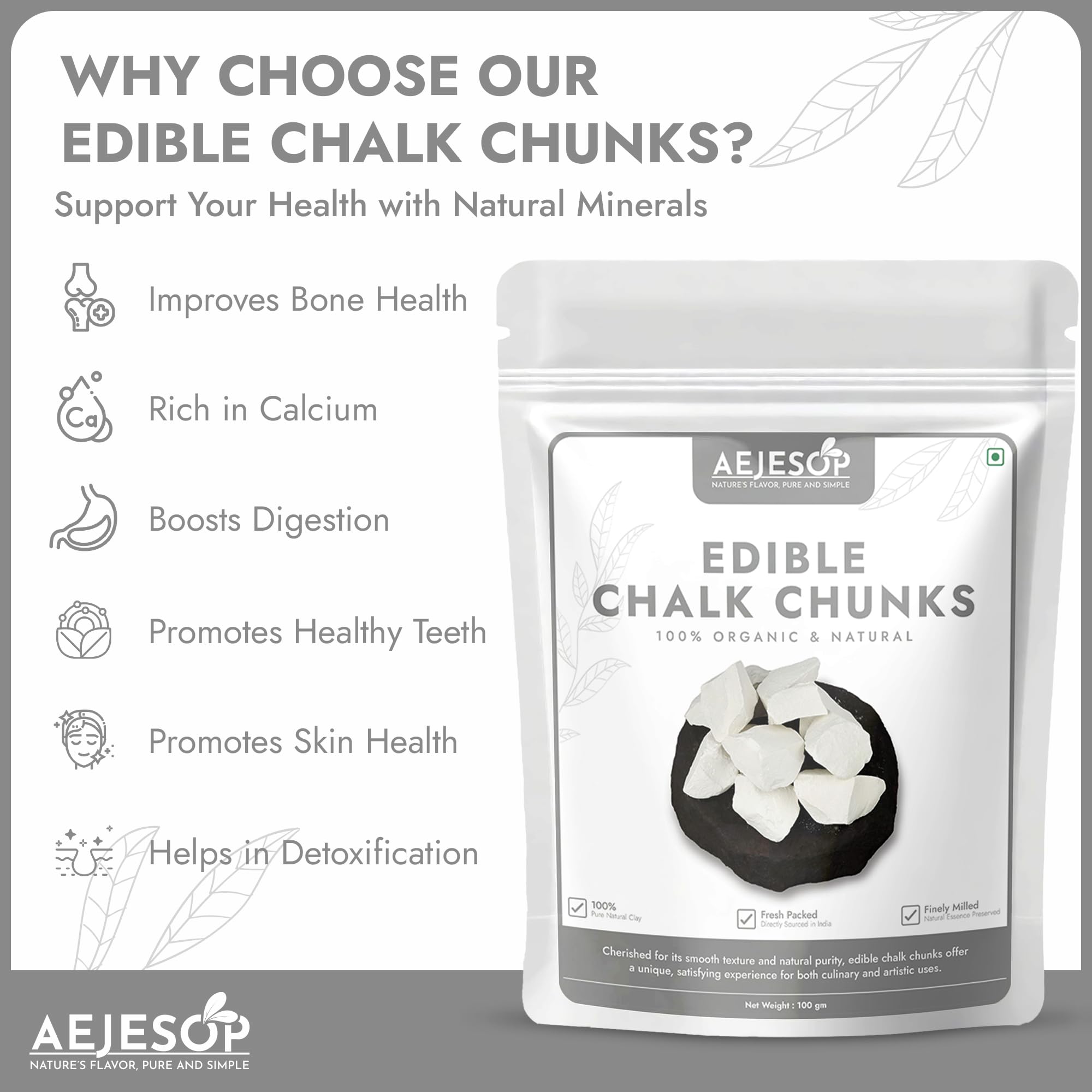 KRAM Edible Chalk Chunks - Natural Calcium Supplement, 3.5oz (100g) - Perfect for Pregnancy Cravings, Baking Decorations & Sensory Play