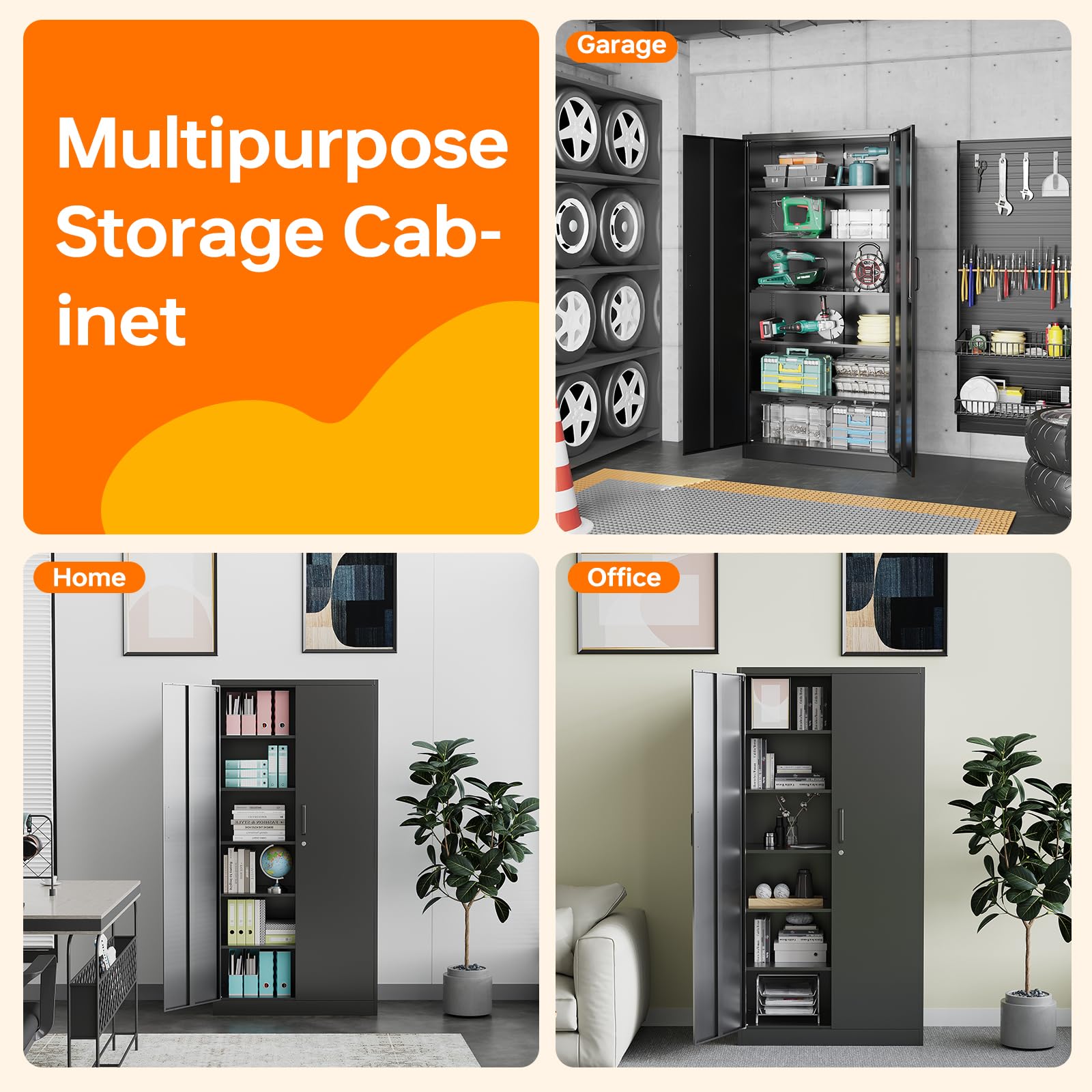 Heavy Duty Metal Storage Cabinet with Lock - 71