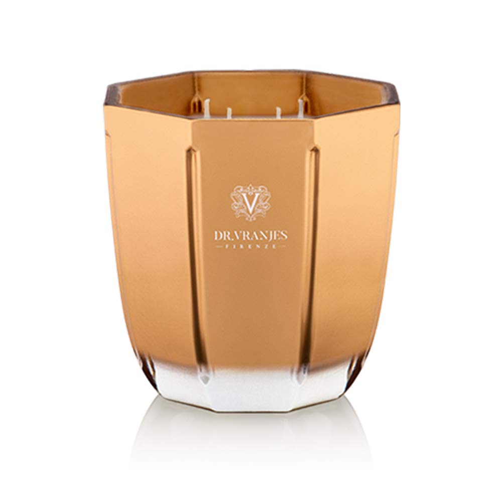 Dr. Vranjes Luxury Scented Candle - Oud Nobile 18oz (500g) Handmade in Italy, Gold Octagonal Glass Vessel for Home Decor, Gift & Aromatherapy | Premium Fragrance for Living Room, Bedroom & Spa Relaxation