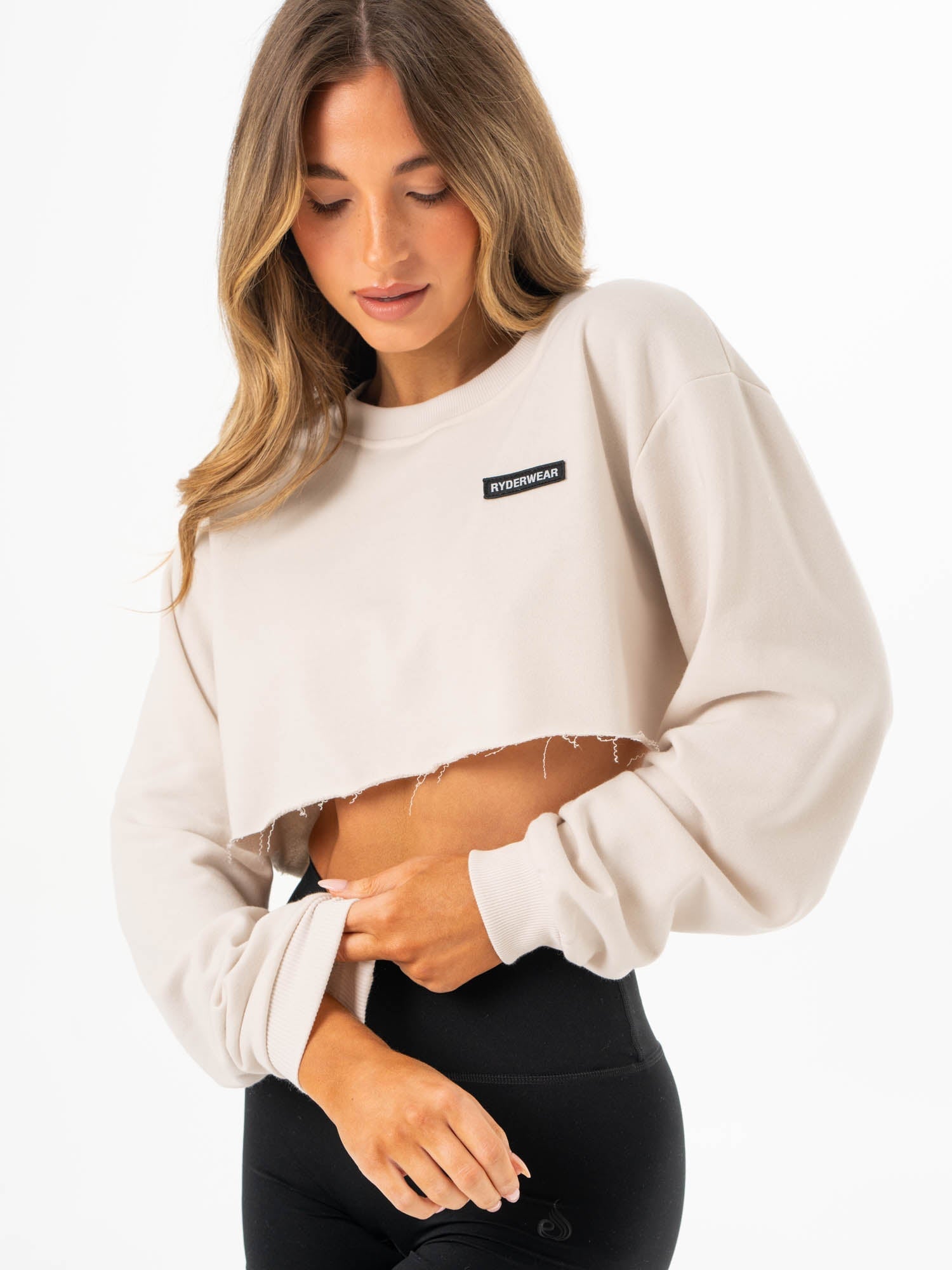 Latte Cropped Sweater for Women - Soft & Cozy Knit Pullover - Perfect for Casual Outfits & Fall Layering