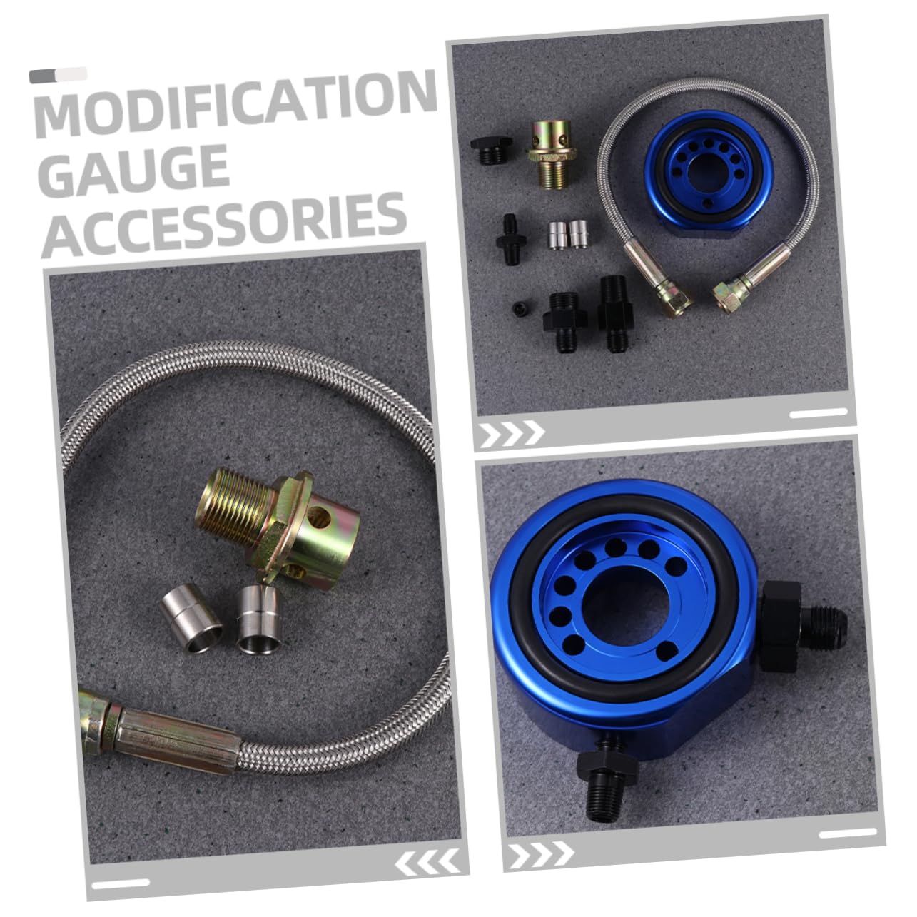Gatuida Oil Temperature Gauge Kit - Car Engine Sandwich Plate Cooler Relocator with Thread Plate Suppressor - Perfect for Performance Upgrades & Engine Cooling Systems