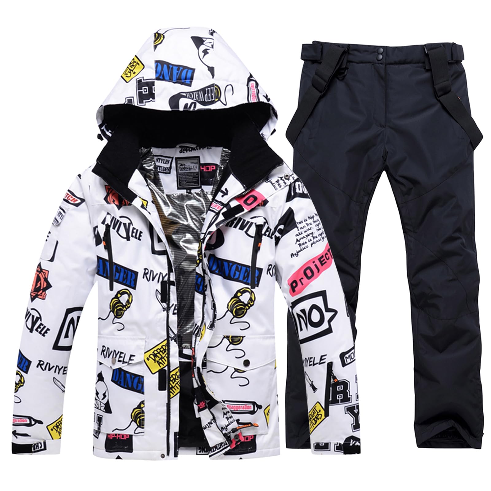 RIUIYELE Men's Insulated Waterproof Ski Jacket & Pants Set - Winter Warm Snowsuit for Skiing & Snowboarding - Perfect for Outdoor Winter Sports and Cold Weather Activities