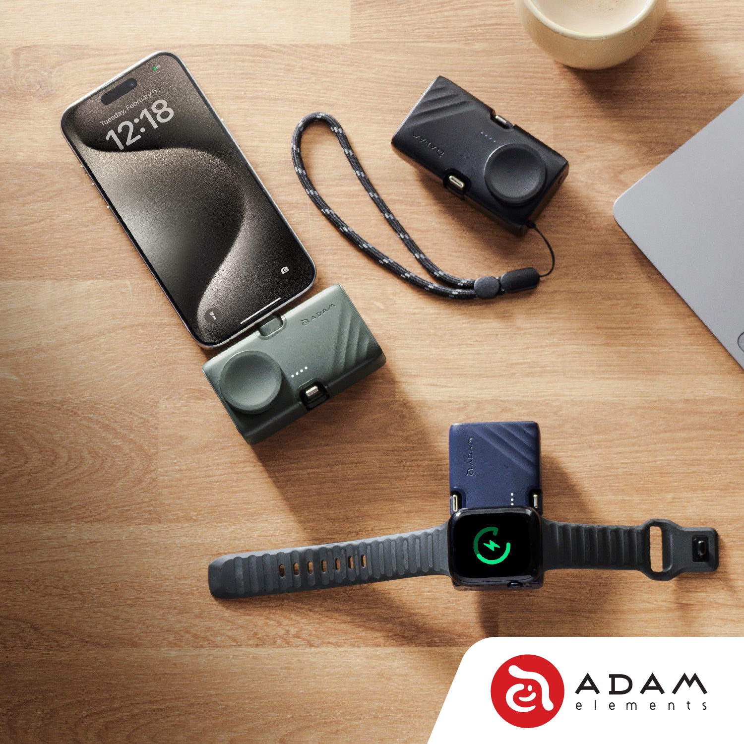 ADAM elements GRAVITY 3-in-1 Foldable Portable Charger with Built-in Cables - Compact Power Bank for Travel, Camping & Everyday Use (10000mAh)