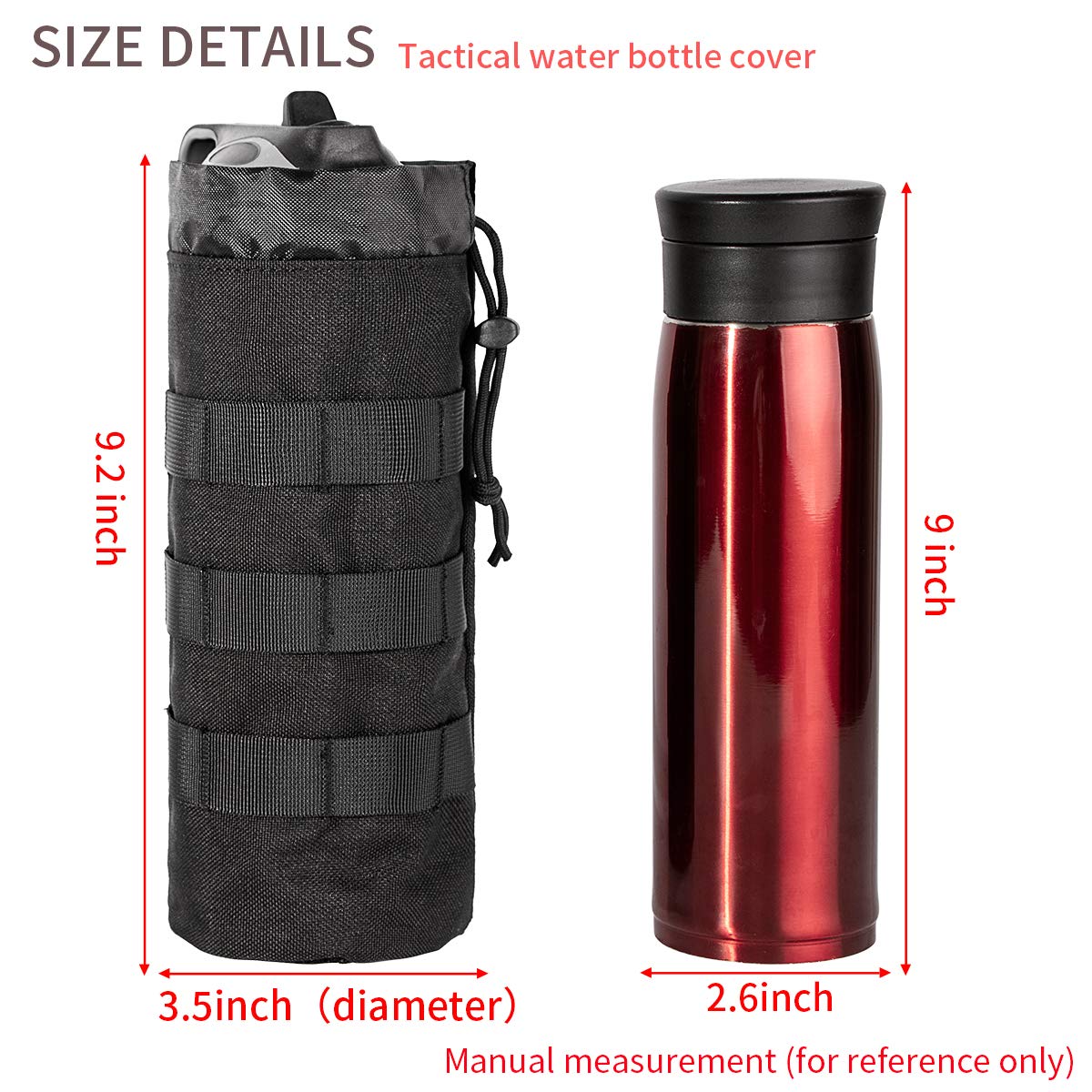 IronSeals Sports Water Bottle Pouch - Tactical Molle Nylon Mesh Drawstring Carrier for Hiking, Camping, and Outdoor Adventures