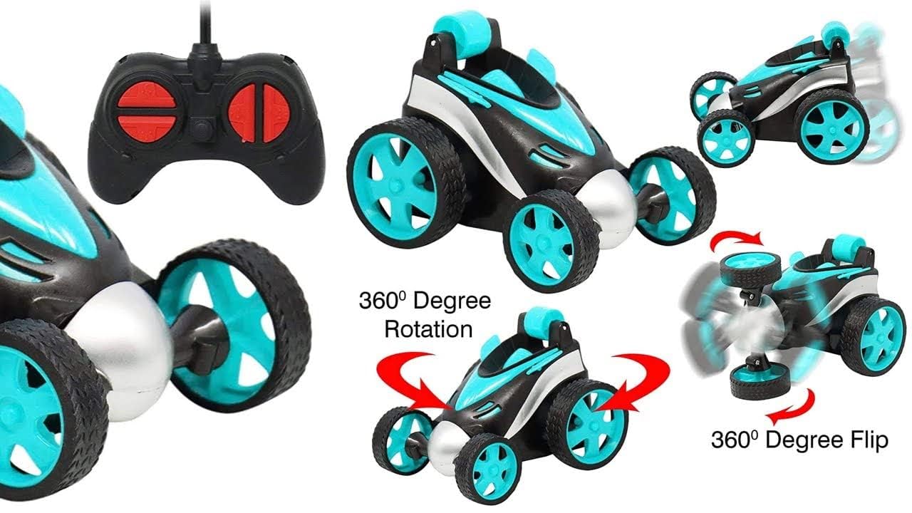 JASOBI 360° Rolling Mini Stunt RC Car for Kids - Rechargeable USB Toy Car with Forward/Backward & Left/Right Turns - Yellow Remote Control Vehicle for Indoor & Outdoor Play