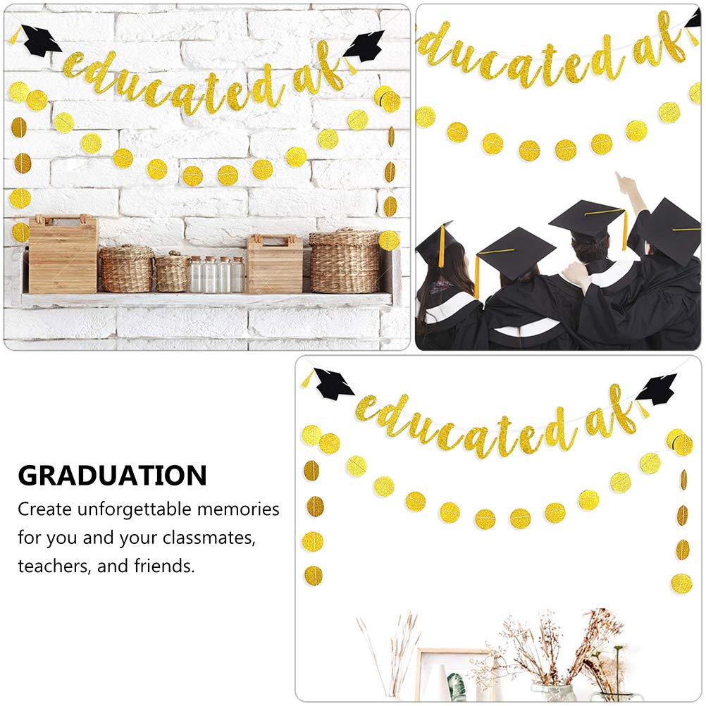 ABOOFAN Graduation Glitter Banner Set - High School & College Graduation Party Decorations, Cap & Doctor Hat Paper Decor - Perfect for Graduation Ceremonies, Photo Booths & Celebration Parties