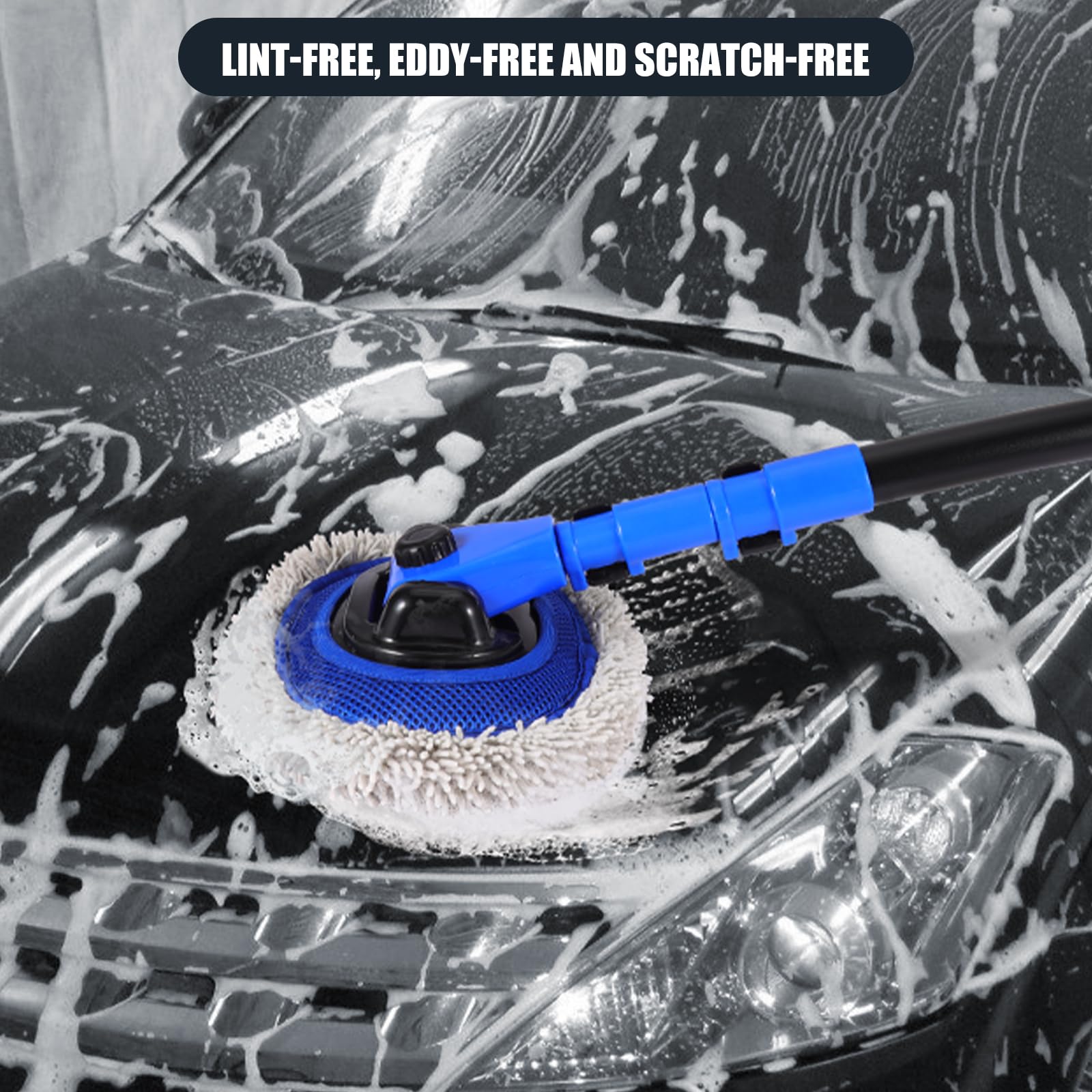15° Bend Car Wash Brush with Telescopic Handle - Soft Chenille for RV, Truck Cleaning